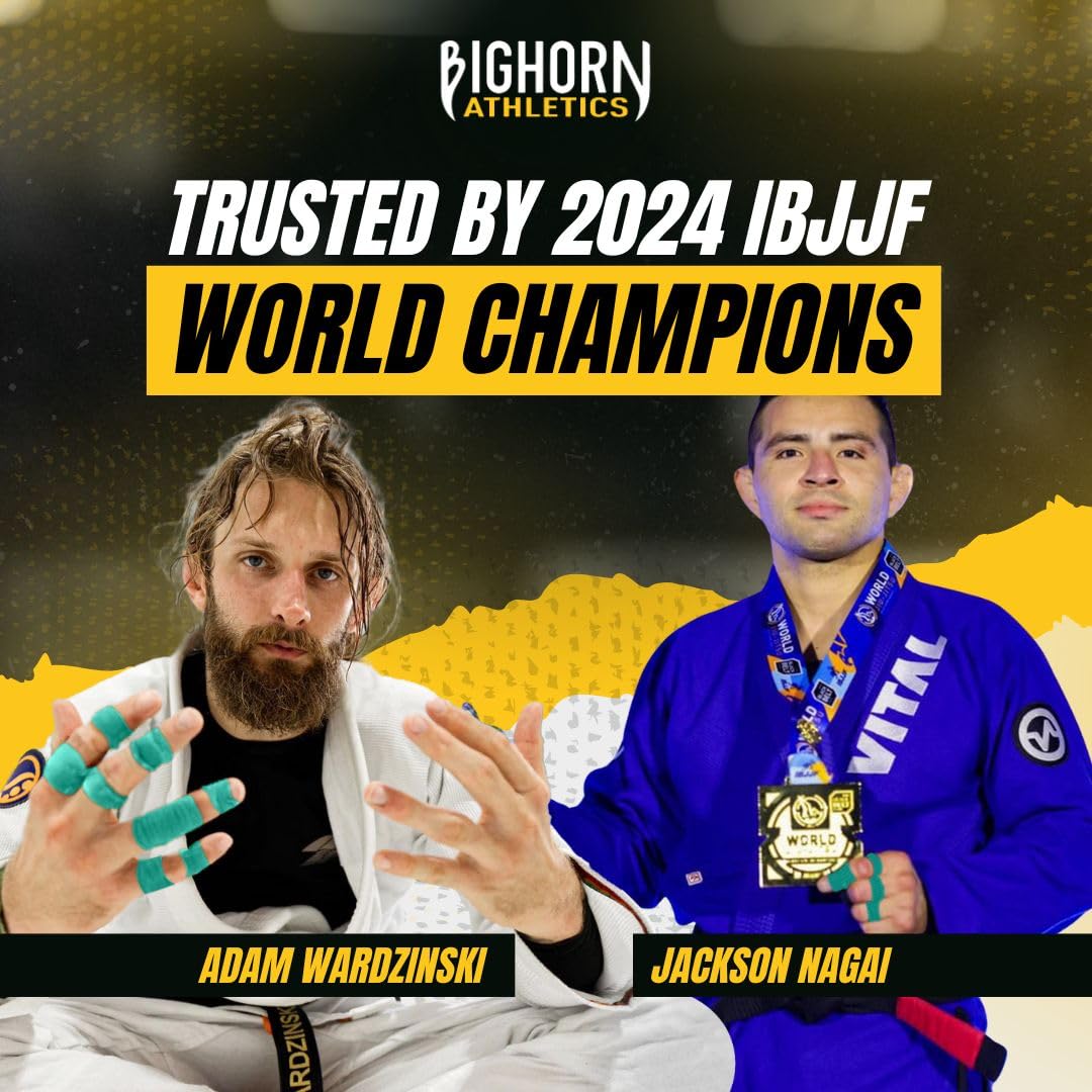 Bighorn Athletics Jiu Jitsu Finger Tape | Residue-Free Athletic Finger Tape for Sports & Injuries: Rock Climbing, Volleyball, Football, Basketball, Hands & Toes | 0.3-Inch x 45-feet, 8-Rolls, Black
