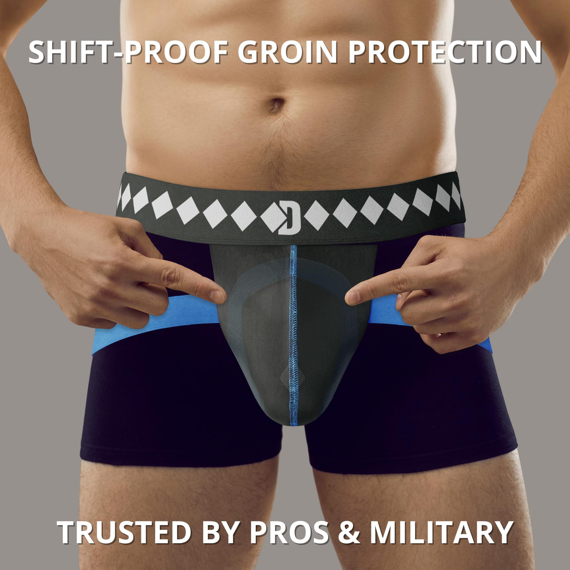 Diamond MMA Jock Strap + Athletic Cup for Men | 4-Strap No Shift Athletic Supporters for Men with Cup for MMA, Boxing, Muay Thai, Wrestling, Jiu Jitsu | High Impact Sports Jockstrap with Cup