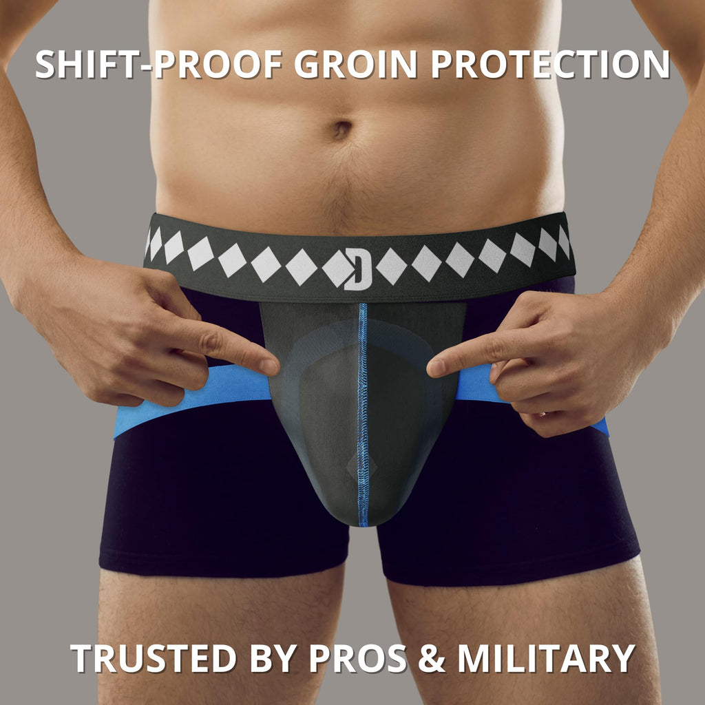 Diamond MMA Jock Strap + Athletic Cup for Men | 4-Strap No Shift Athletic Supporters for Men with Cup for MMA, Boxing, Muay Thai, Wrestling, Jiu Jitsu | High Impact Sports Jockstrap with Cup