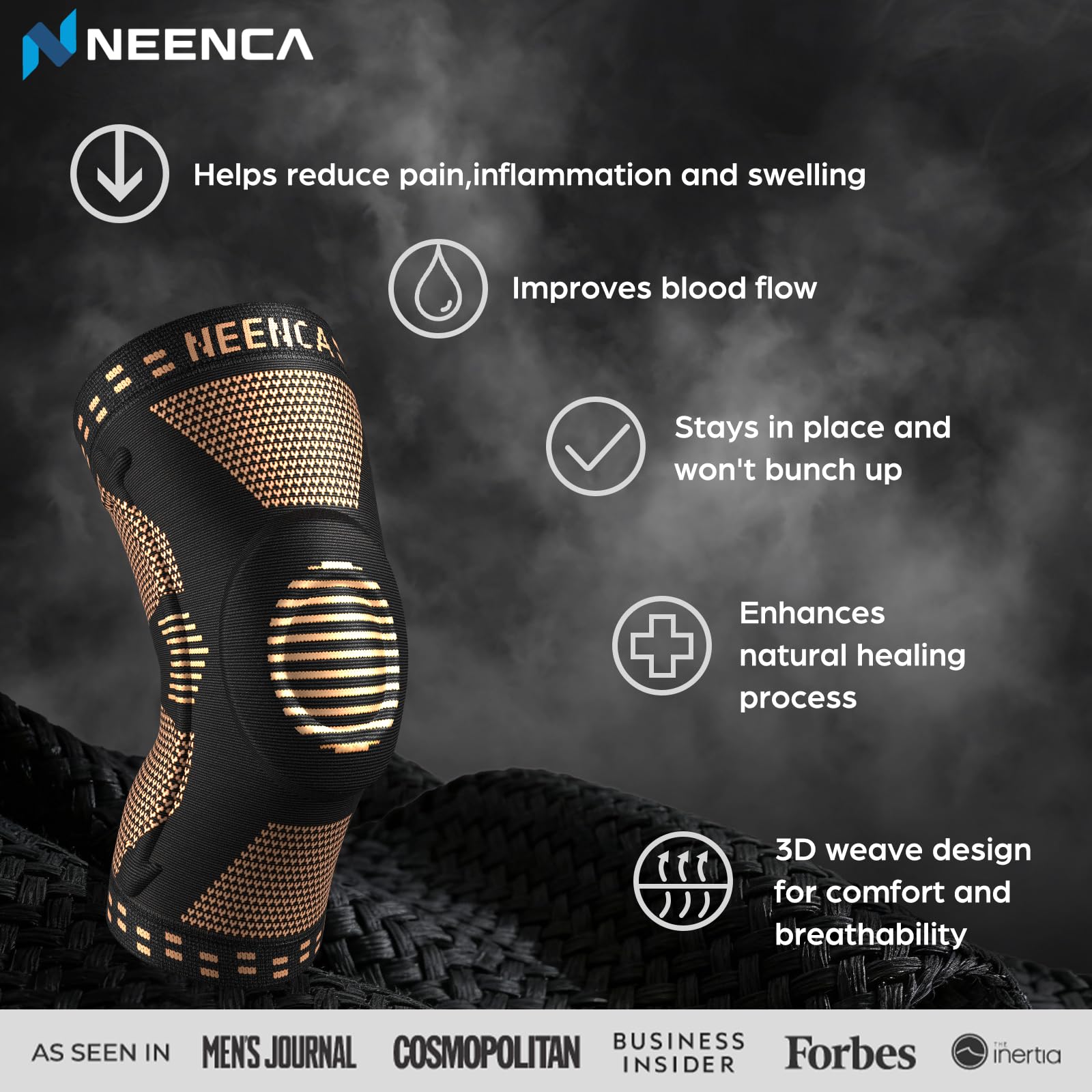 NEENCA Professional Knee Brace for Pain Relief, Medical Knee Support with Patella Pad & Side Stabilizers, Compression Knee Sleeve for Meniscus Tear, ACL, Joint Pain, Runner, Workout - FSA/HSA Eligible