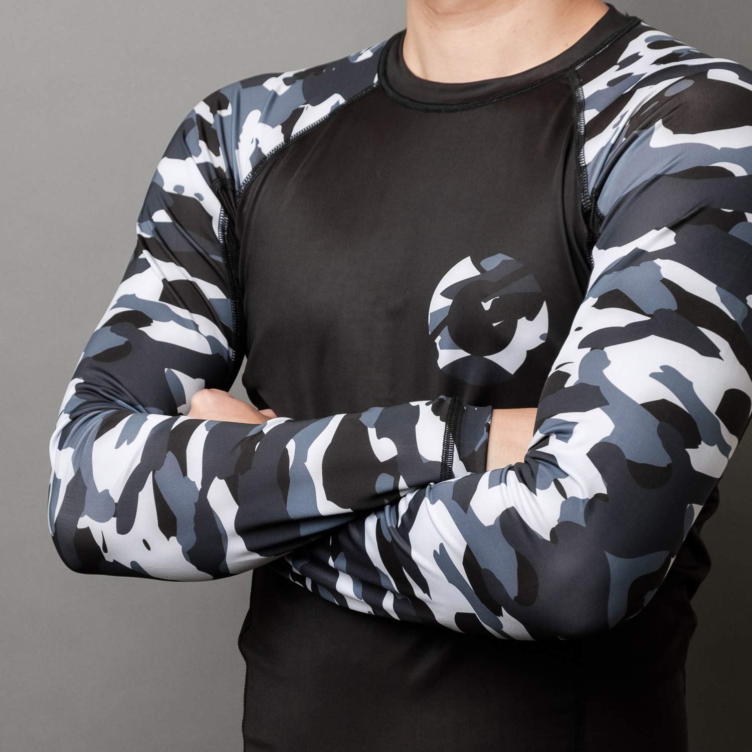 Gold BJJ Jiu Jitsu Rashguard - Camo Rash Guard Compression Shirt for No-Gi, Gi, & MMA
