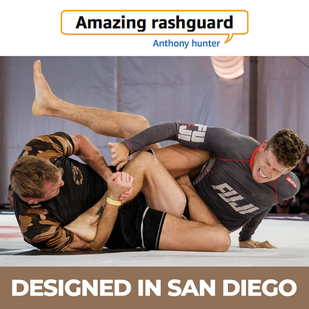 Gold BJJ Jiu Jitsu Rashguard - Camo Rash Guard Compression Shirt for No-Gi, Gi, & MMA