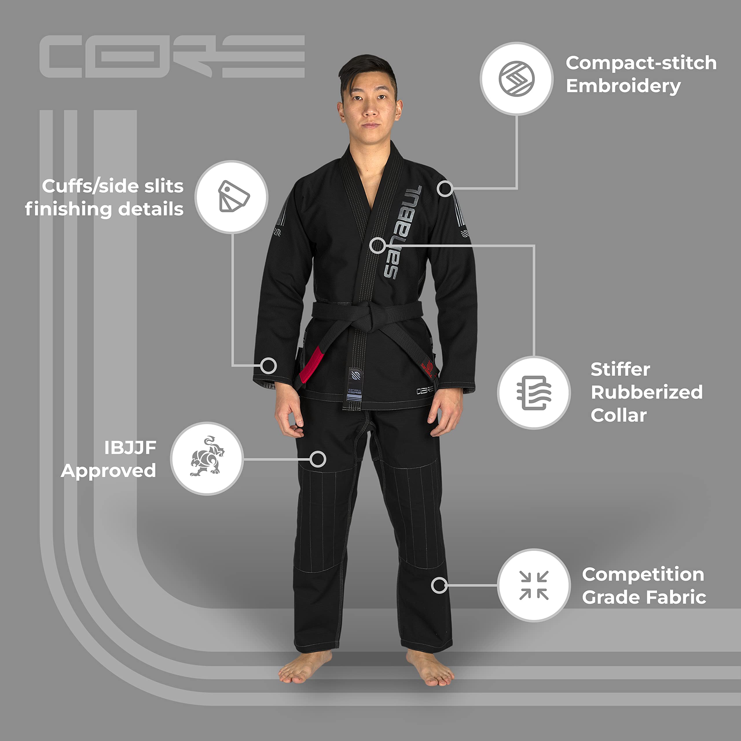 Sanabul Core Competition BJJ Gi for Men & Women Preshrunk Fabric IBJJF Approved Brazilian Jiu Jitsu Training & Competition Gi