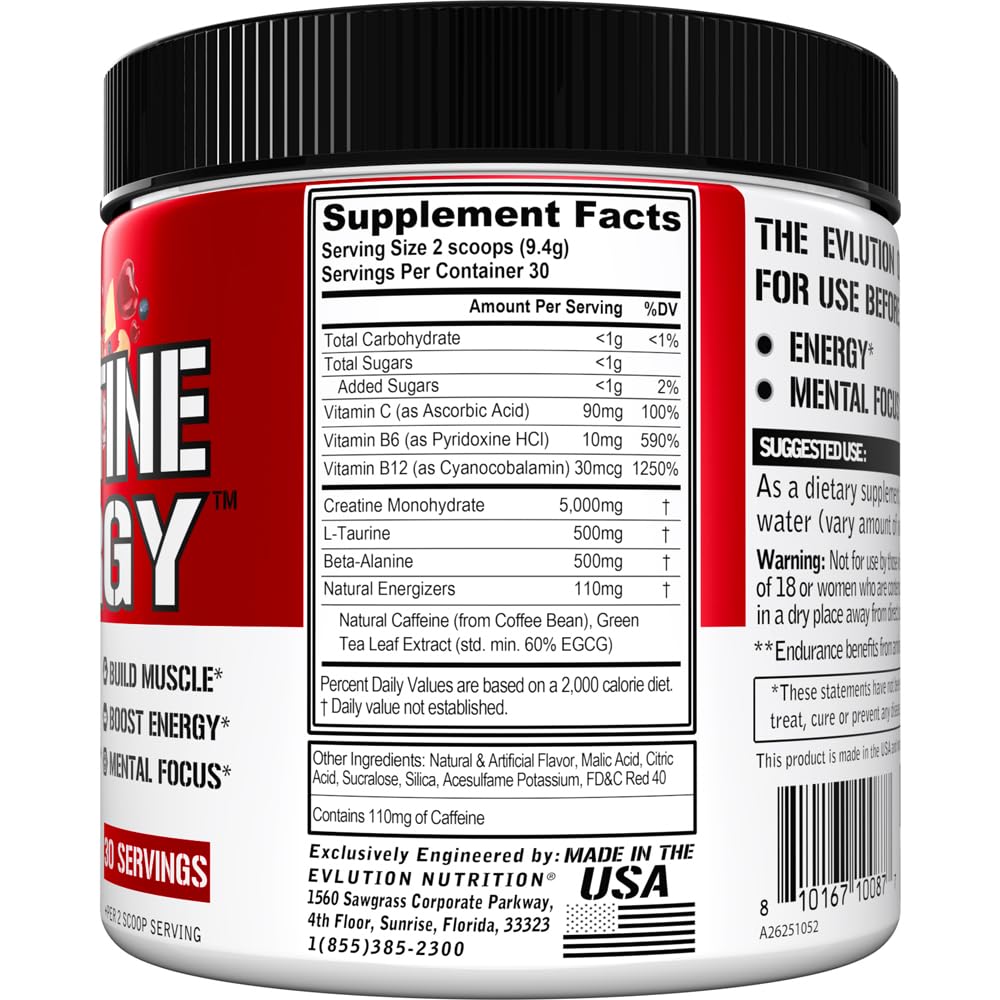 Evlution Nutrition Creatine 5000 - Supports Faster Recovery, Lean Muscle Growth & Performance - Pre & Post Workout Powder - 5000mg Pure Creatine Monohydrate Per Serving - 60 Servings - Unflavored