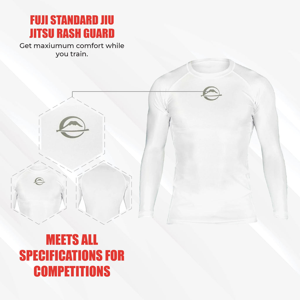 FUJI Baseline Ranked Long Sleeve Jiu Jitsu Rashguard, BJJ Rashguard for Men and Women