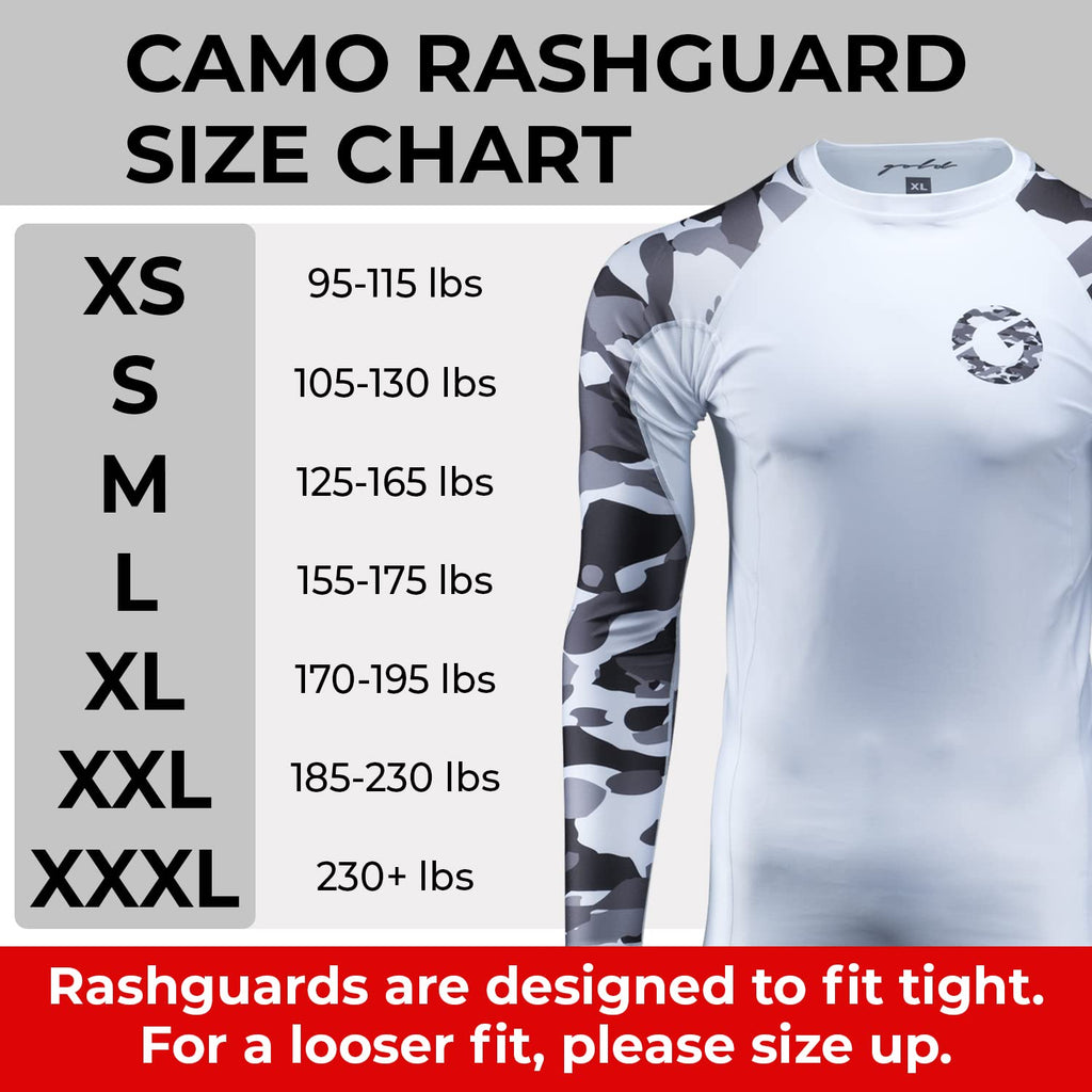 Gold BJJ Jiu Jitsu Rashguard - Camo Rash Guard Compression Shirt for No-Gi, Gi, & MMA