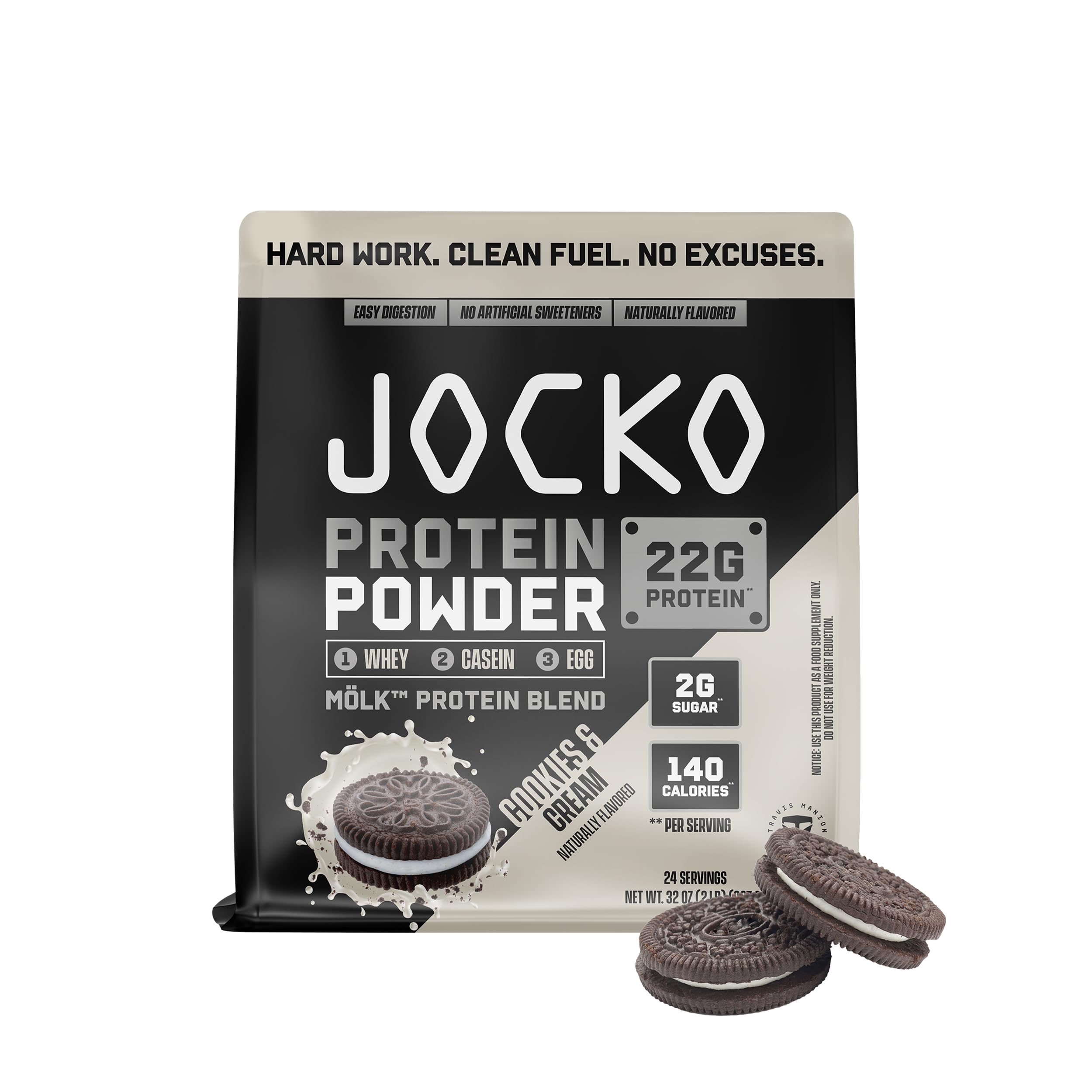 Jocko Fuel Mölk Whey Protein Powder 22g Protein - Low Sugar Monk Fruit Blend - Muscle Recovery & Growth, Packaging May Vary (26 Servings, Chocolate Milkshake)