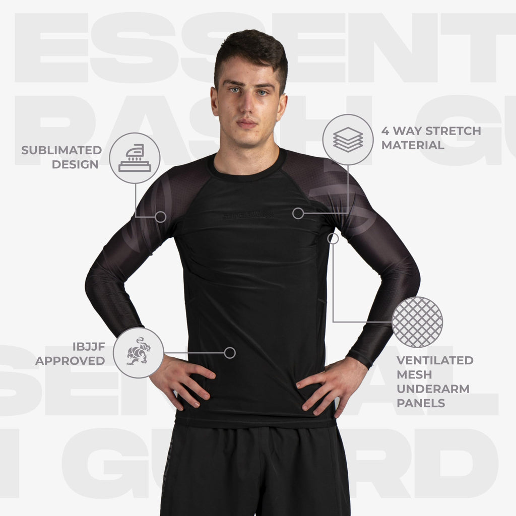 Sanabul Essential Long Sleeve Compression Training Rash Guard for MMA BJJ Wrestling Grappling and No Gi Jiu Jitsu rashguard
