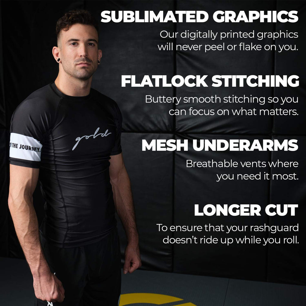 Gold BJJ Foundation Rash Guard - Ranked No-Gi and Gi Jiu Jitsu Rashguard