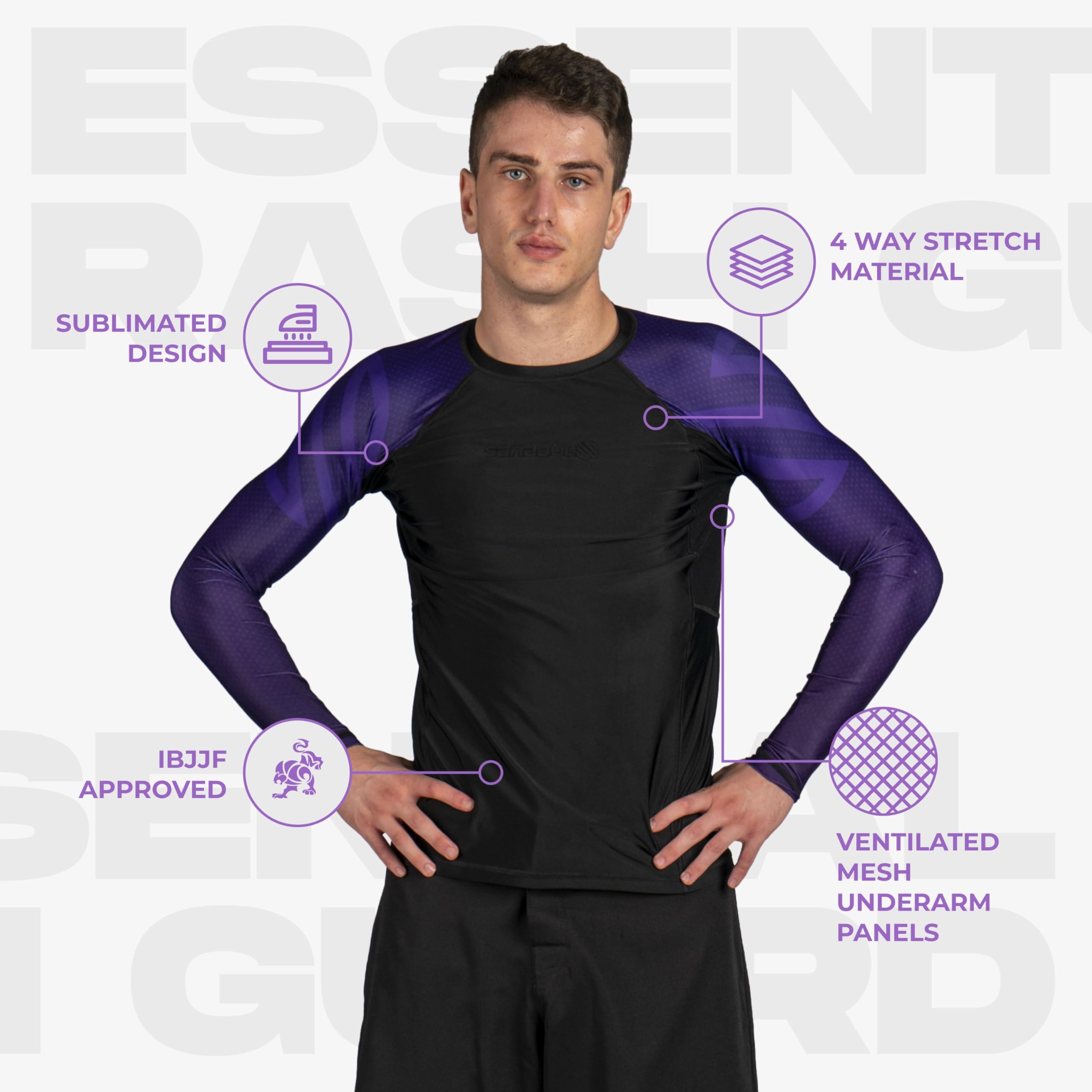 Sanabul Essential Long Sleeve Compression Training Rash Guard for MMA BJJ Wrestling Grappling and No Gi Jiu Jitsu rashguard