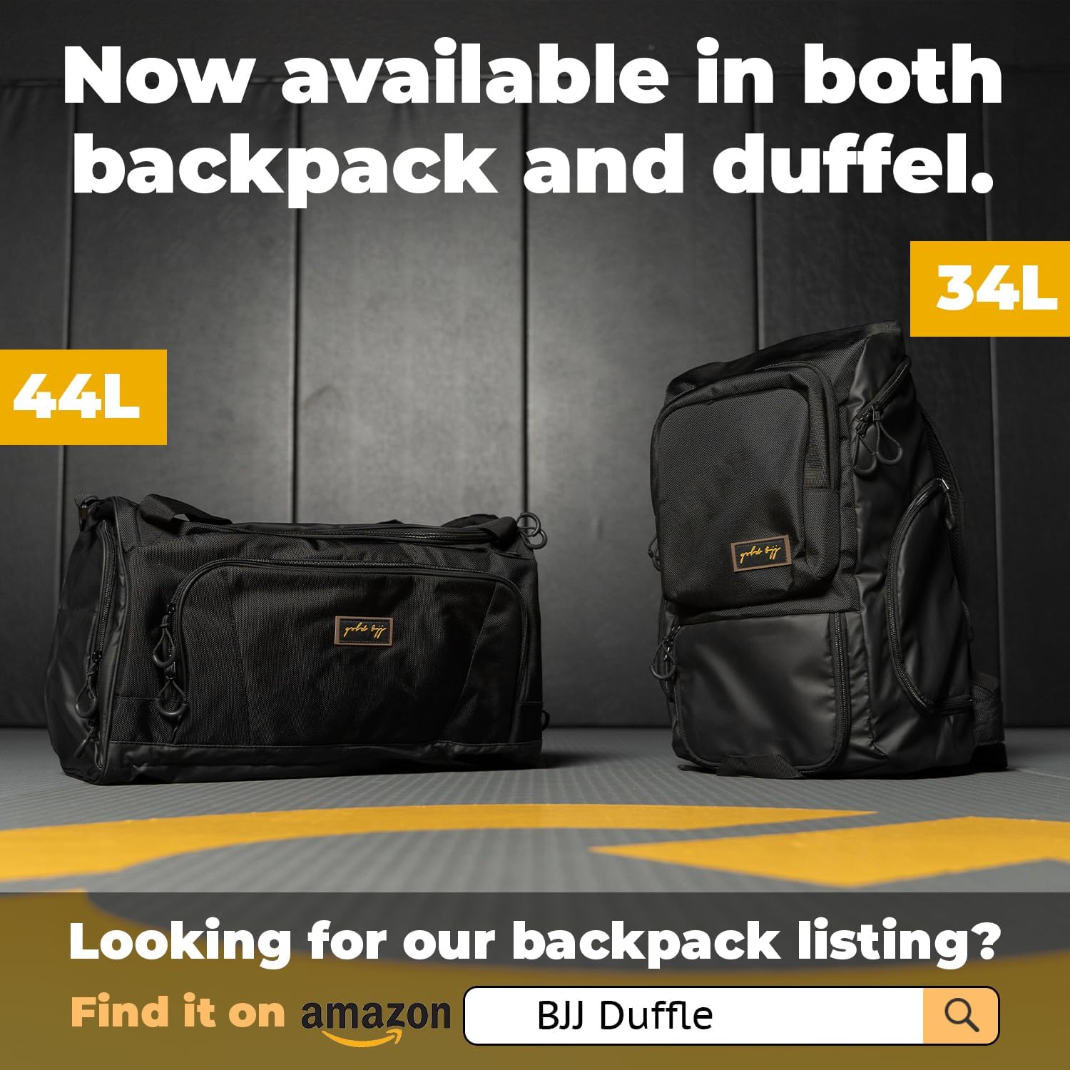 Gold BJJ Jiu Jitsu Backpack - Heavy Duty Gym Bag with Waterproof Gi Pocket