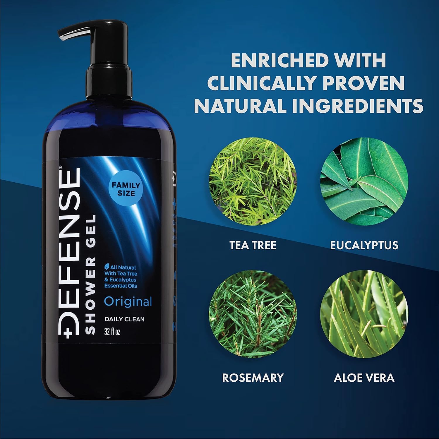 Defense Soap Tea Tree Body Wash | All Natural Organic Shower Soap for Athletes | Odor Control & Skin Fungal Protection for Sports, Post Workout & Recovery - 32 oz