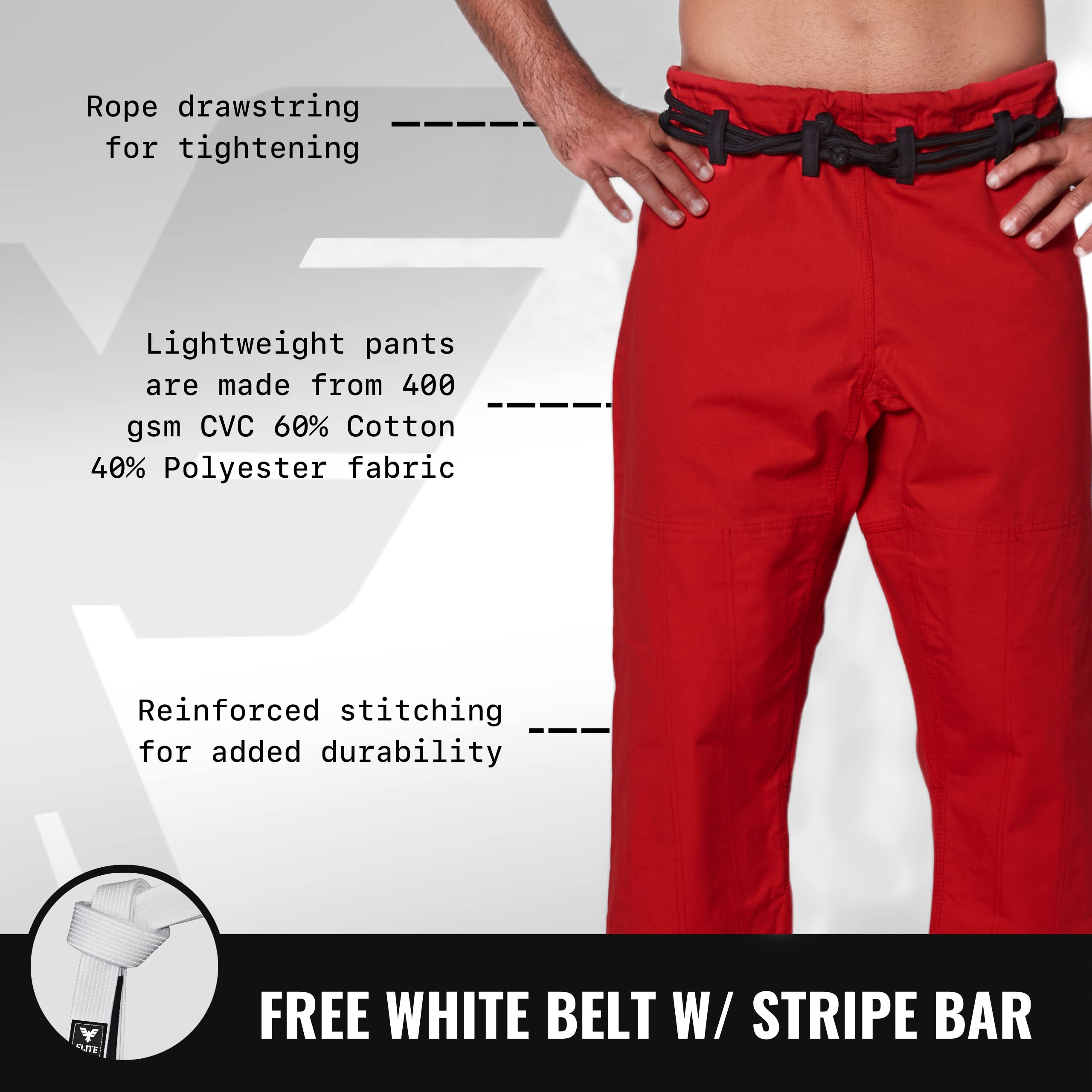 Elite Sports BJJ GI for Men IBJJF Kimono BJJ Jiujitsu GIS W/Preshrunk Fabric & Free Belt (See Special Sizing Guide)