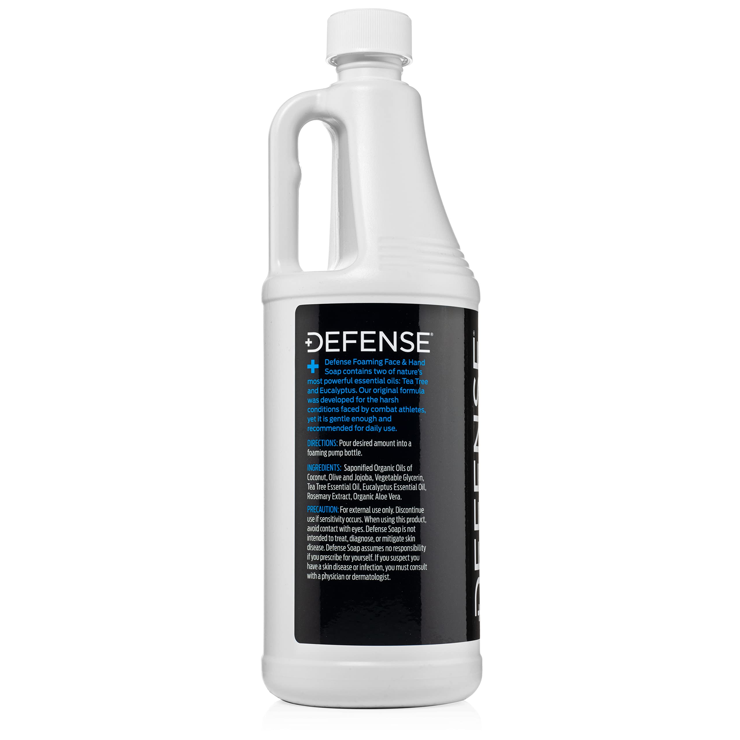 Defense Liquid Foaming Face & Hand Soap 7.5 Fl Oz with Tea Tree, Eucalyptus, Jojoba, Aloe Vera, Olive & Coconut Oils