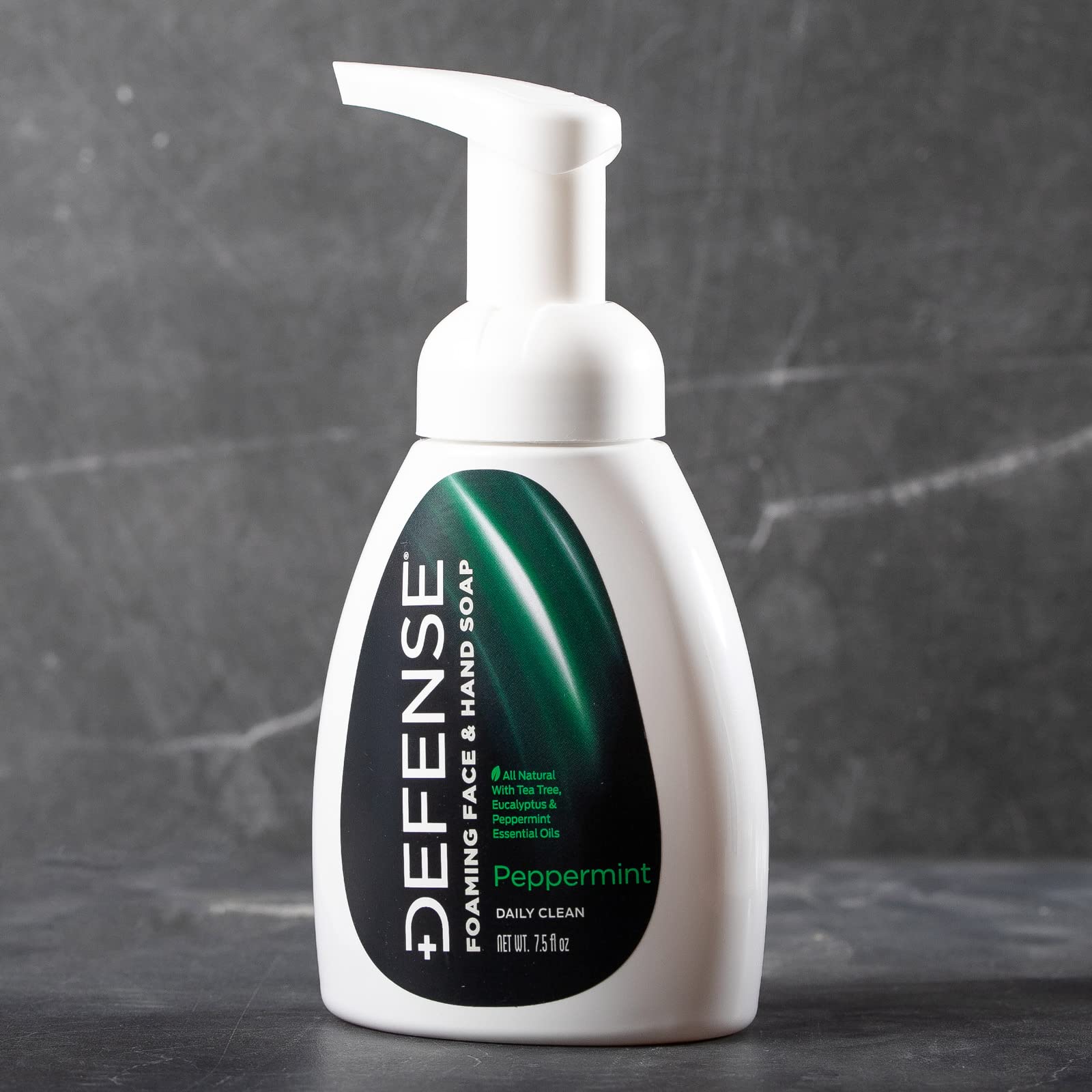 Defense Liquid Foaming Face & Hand Soap 7.5 Fl Oz with Tea Tree, Eucalyptus, Jojoba, Aloe Vera, Olive & Coconut Oils