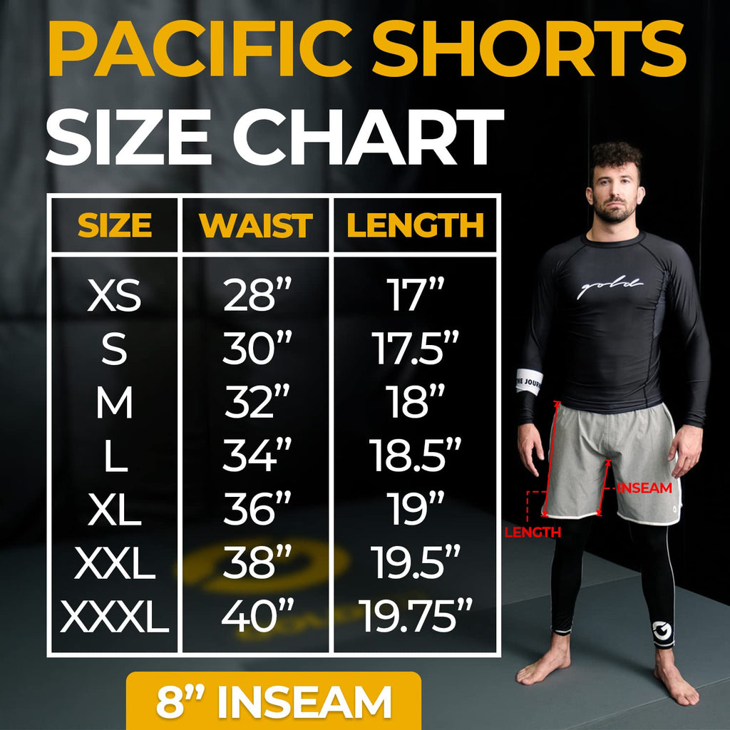Gold BJJ Pacific Short - No-Gi Jiu Jitsu Fight Shorts