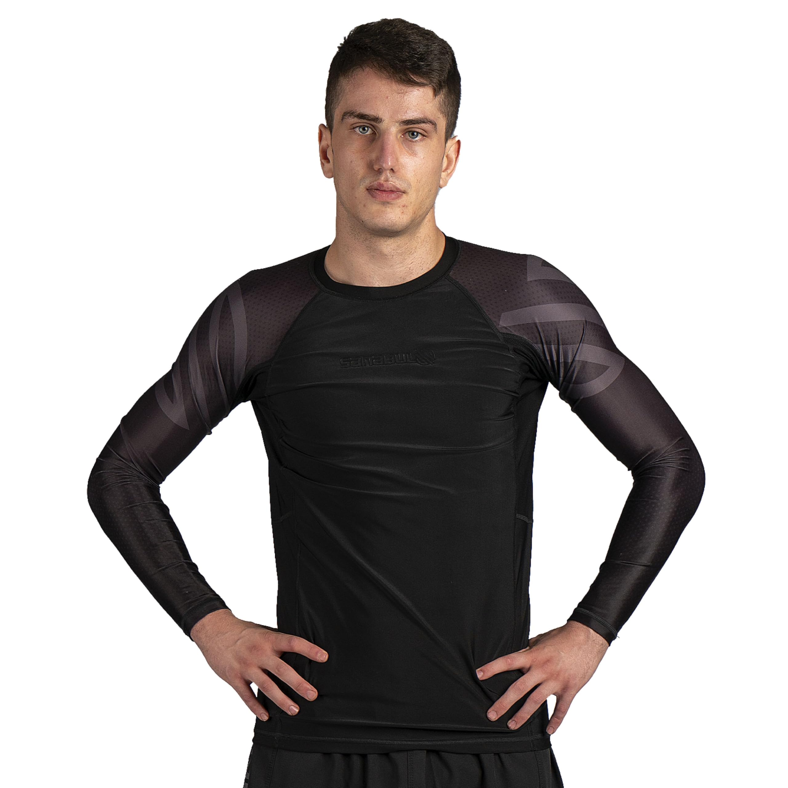 Sanabul Essential Long Sleeve Compression Training Rash Guard for MMA BJJ Wrestling Grappling and No Gi Jiu Jitsu rashguard