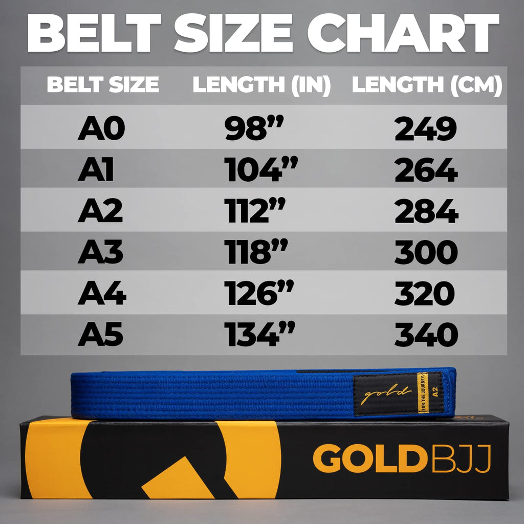 Gold BJJ Jiu Jitsu Belt - Premium Belts with Rank Bar for Stripes - IBJJF Competition Approved
