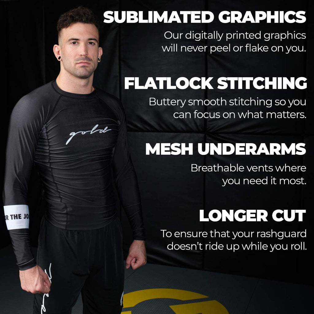 Gold BJJ Foundation Rash Guard - Ranked No-Gi and Gi Jiu Jitsu Rashguard