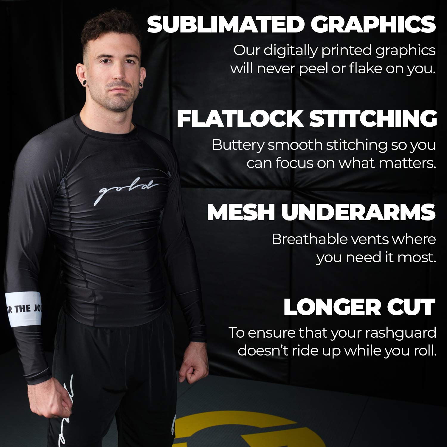 Gold BJJ Foundation Rash Guard - Ranked No-Gi and Gi Jiu Jitsu Rashguard