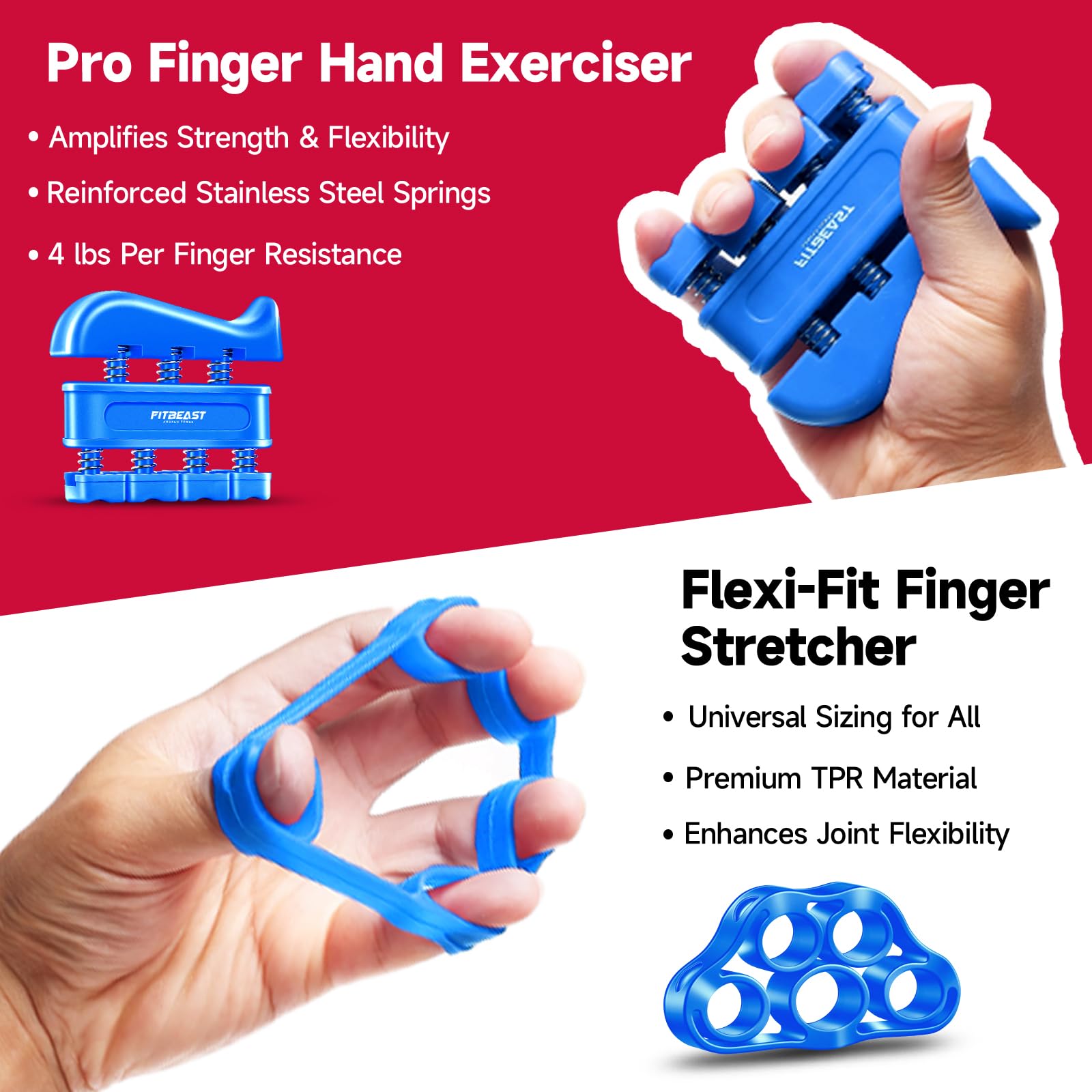 FitBeast Grip Strengthener Forearm Strengthener Hand Grips Strengthener Kit - 5 Pack Adjustable Resistance