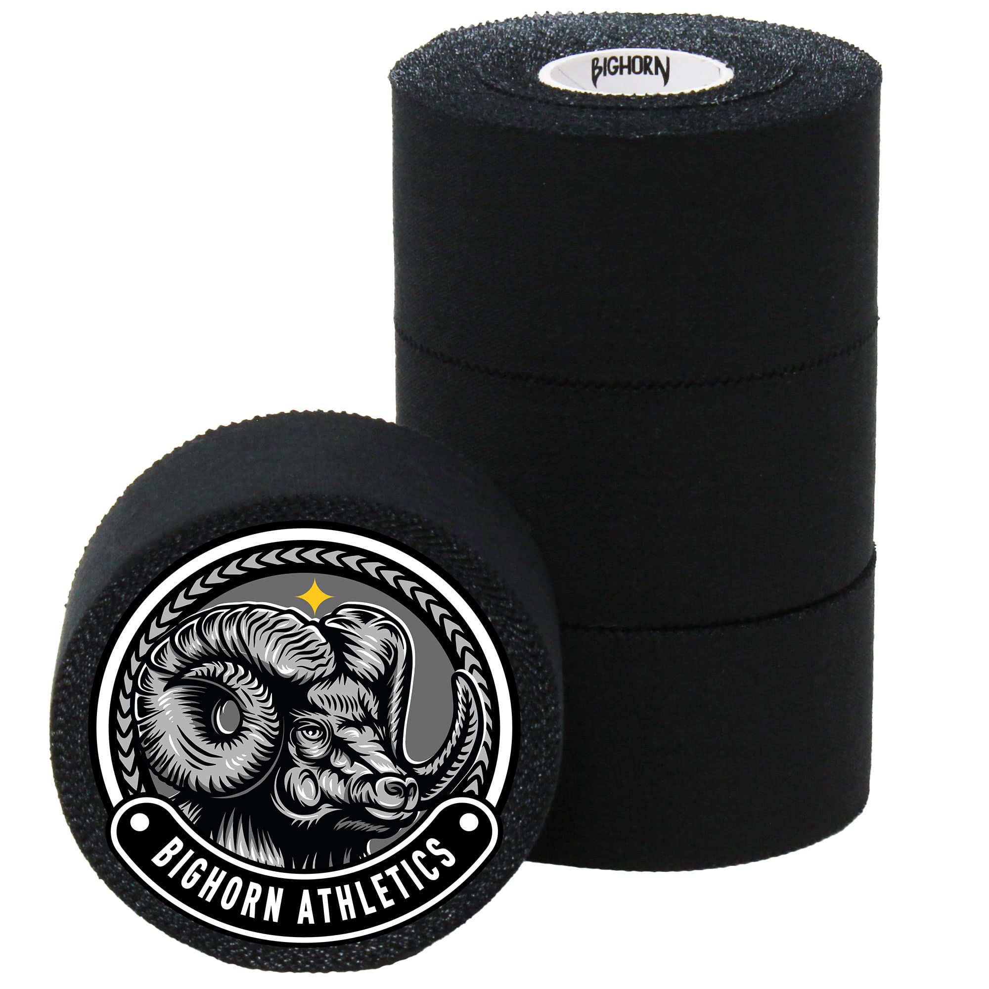 Bighorn Athletics Jiu Jitsu Finger Tape | Residue-Free Athletic Finger Tape for Sports & Injuries: Rock Climbing, Volleyball, Football, Basketball, Hands & Toes | 0.3-Inch x 45-feet, 8-Rolls, Black