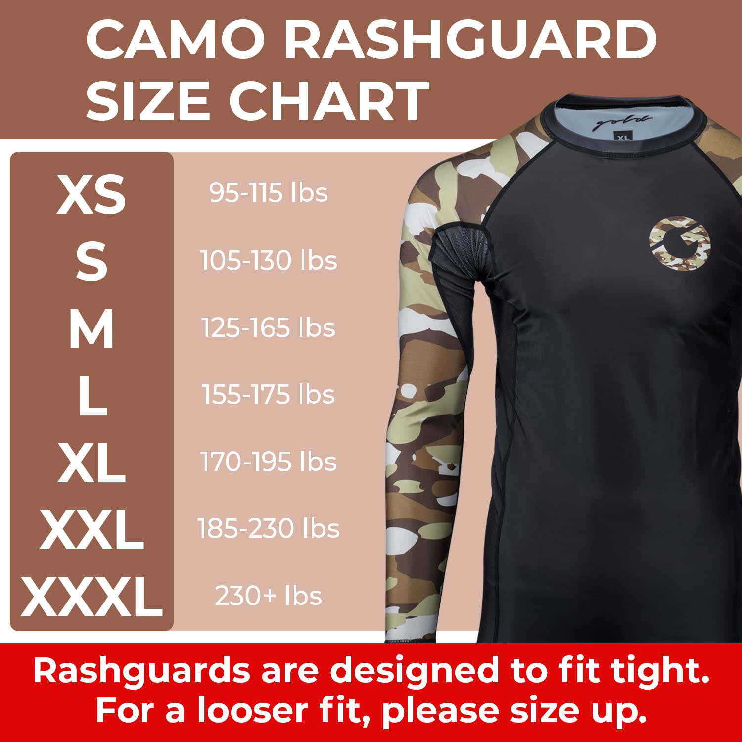 Gold BJJ Jiu Jitsu Rashguard - Camo Rash Guard Compression Shirt for No-Gi, Gi, & MMA