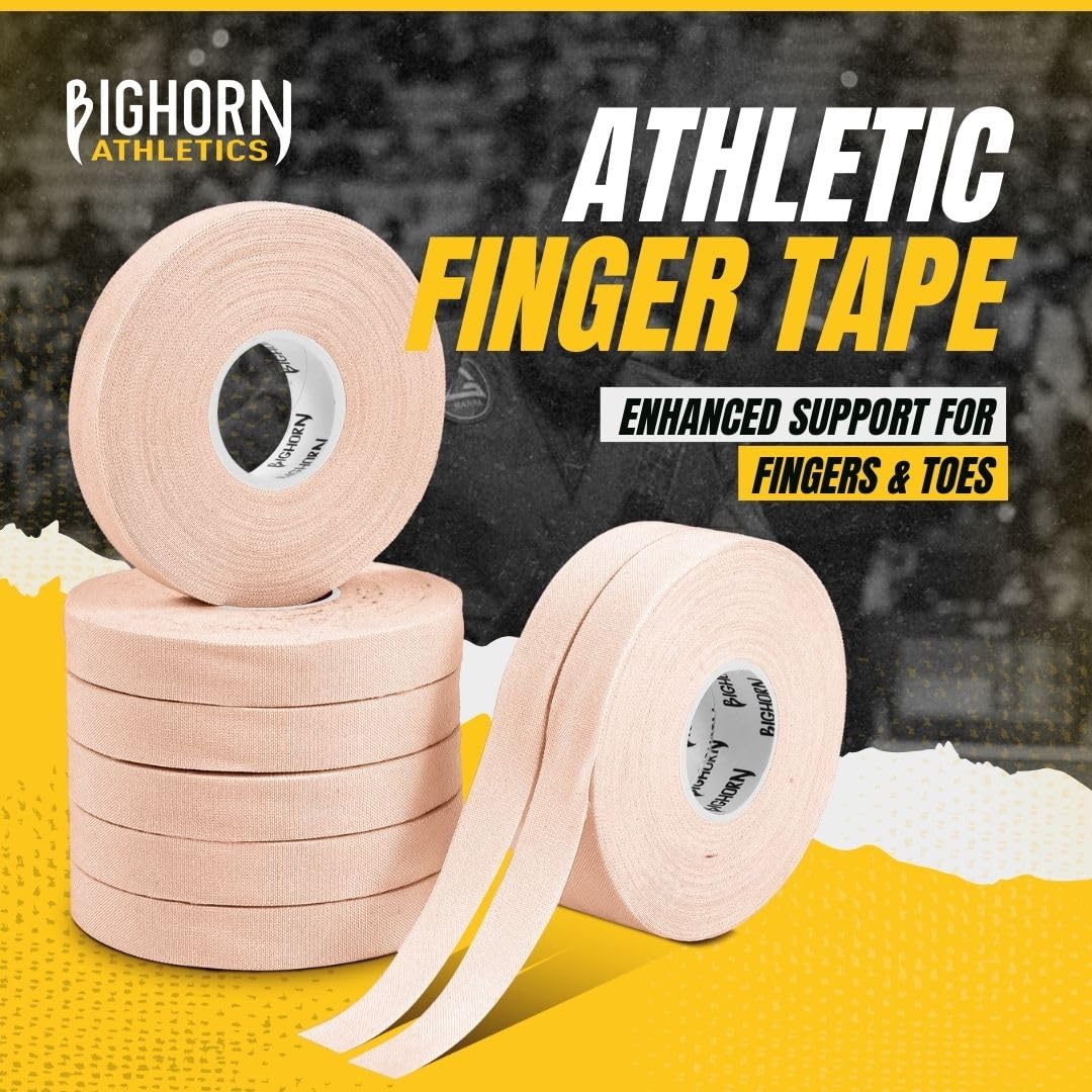 Bighorn Athletics Jiu Jitsu Finger Tape | Residue-Free Athletic Finger Tape for Sports & Injuries: Rock Climbing, Volleyball, Football, Basketball, Hands & Toes | 0.3-Inch x 45-feet, 8-Rolls, Black