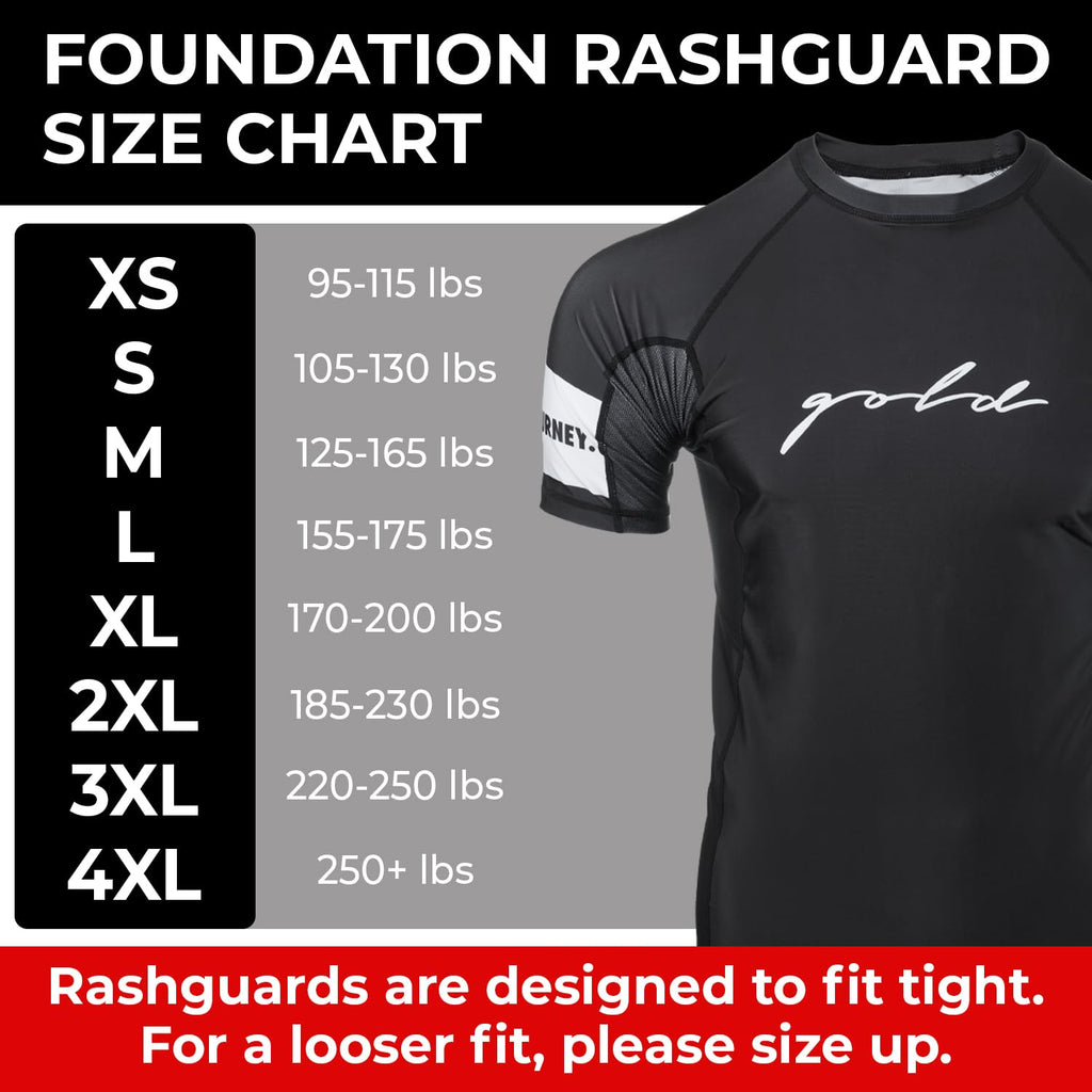 Gold BJJ Foundation Rash Guard - Ranked No-Gi and Gi Jiu Jitsu Rashguard