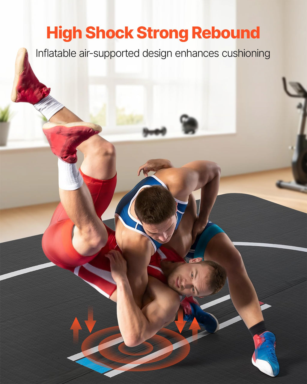 VEVOR Wrestling Mat, Martial Arts Thick Mat for Home Gym Exercise, PVC or Inflatable Training Mats with Circles,for Gymnastics, Tatami, Jiu Jitsu BJJ MMA Judo, Black