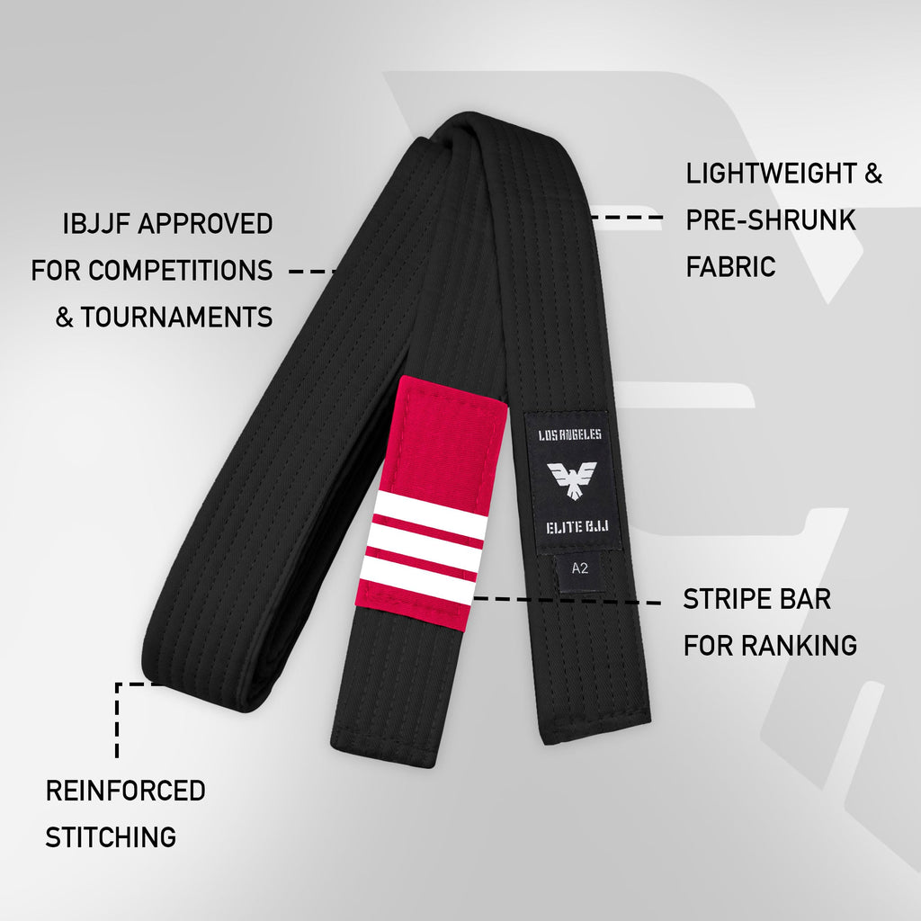 Elite Sports Adults Brazilian Jiu Jitsu Belts for Men & Women,Cotton IBJJF Approved BJJ Belts with Ranking Stripes Sleeve Bar