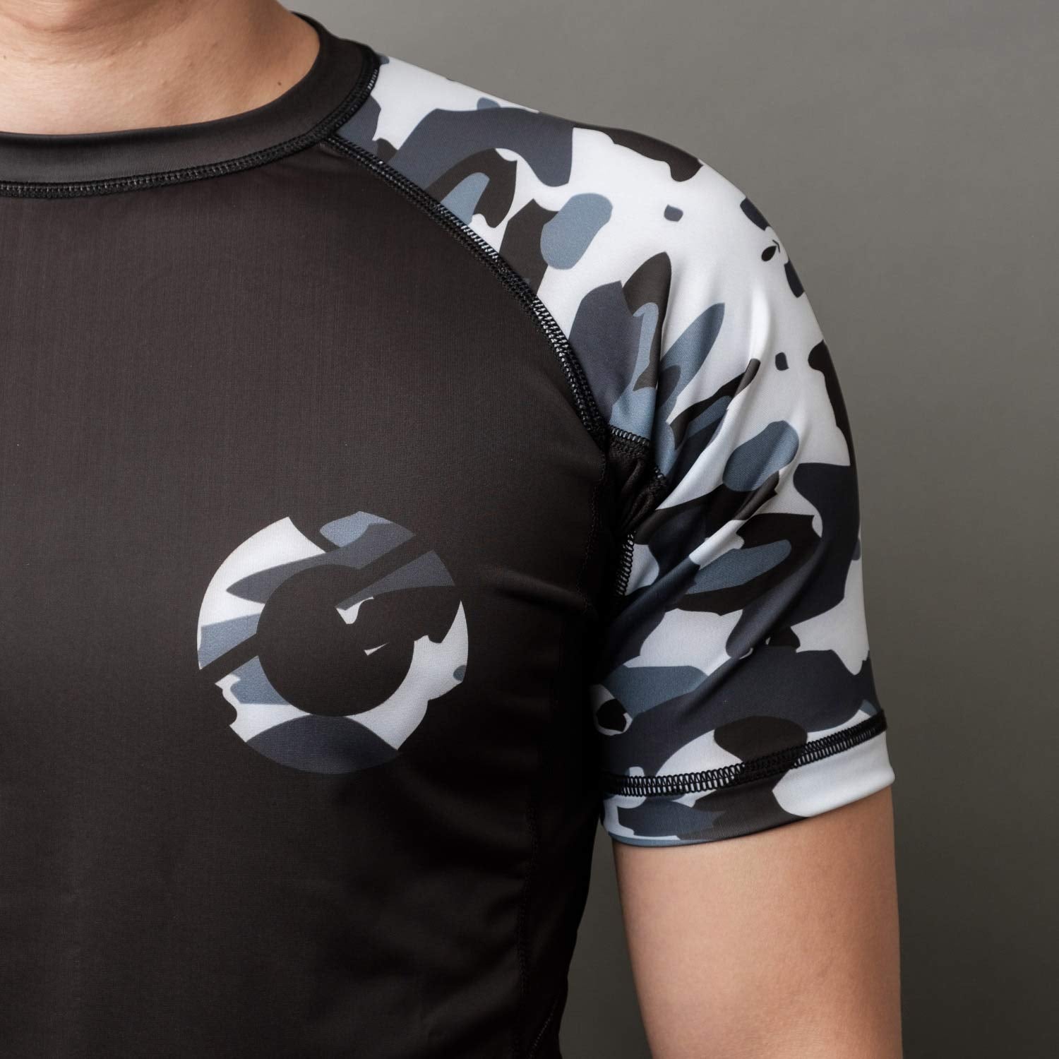 Gold BJJ Jiu Jitsu Rashguard - Camo Rash Guard Compression Shirt for No-Gi, Gi, & MMA
