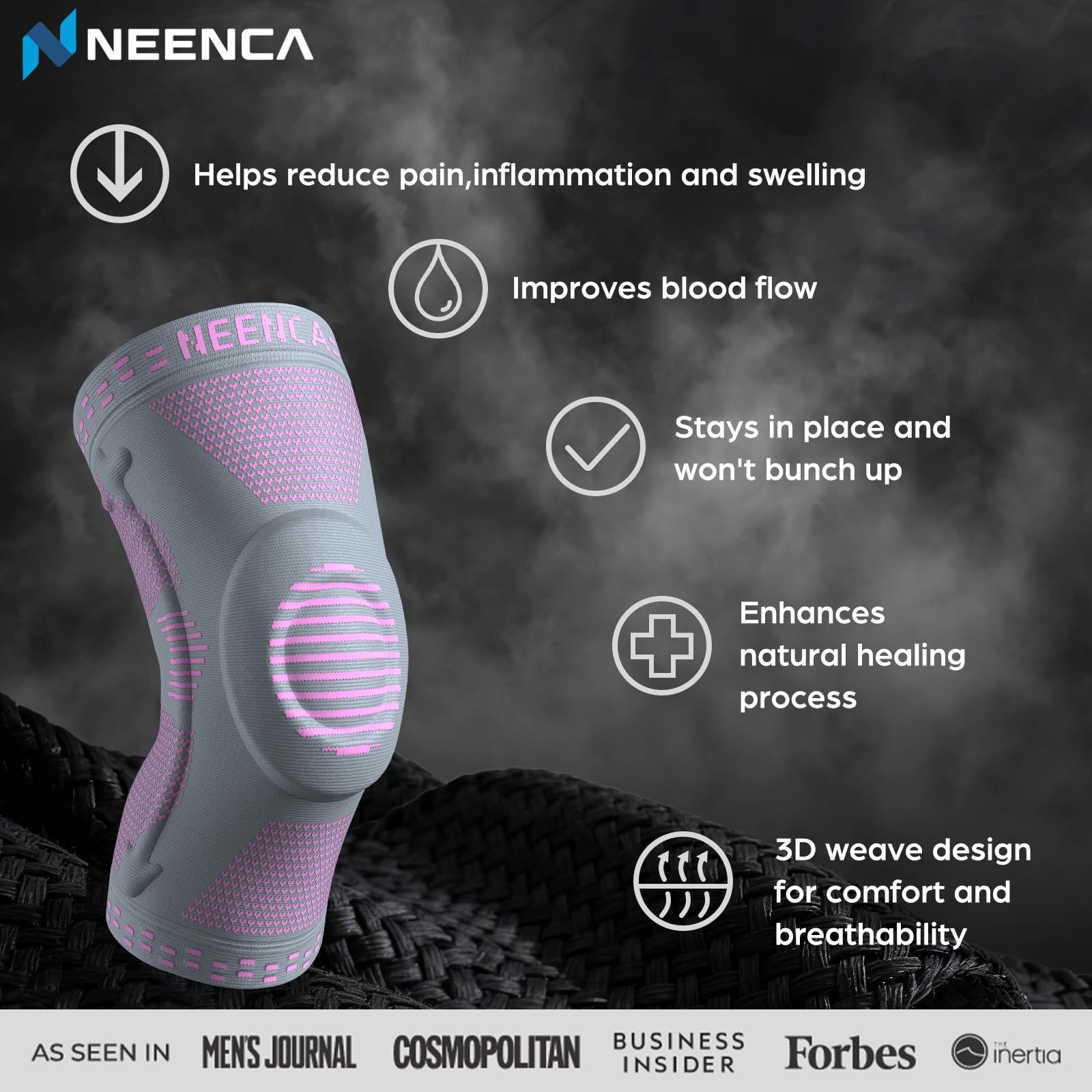 NEENCA Professional Knee Brace for Pain Relief, Medical Knee Support with Patella Pad & Side Stabilizers, Compression Knee Sleeve for Meniscus Tear, ACL, Joint Pain, Runner, Workout - FSA/HSA Eligible