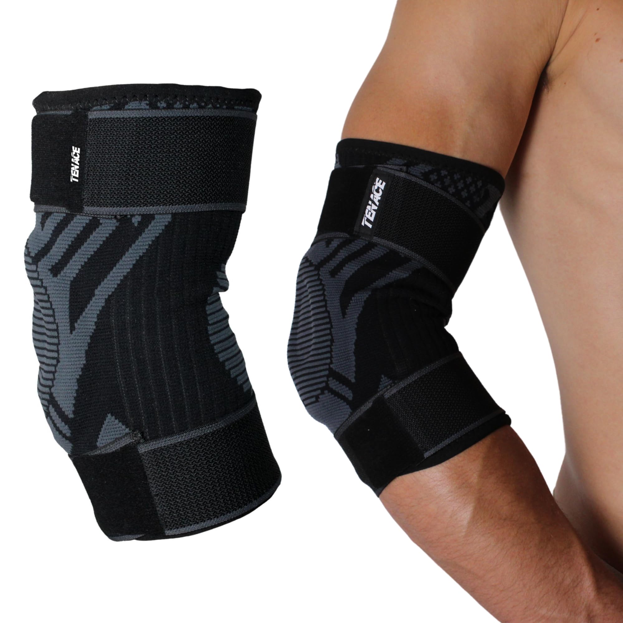 Tenace Jiu Jitsu Elbow Brace, Grappling - Compression Elbow Protection and Padded MMA, BJJ, Muay Thai, Judo - High Durability and Performance Unisex