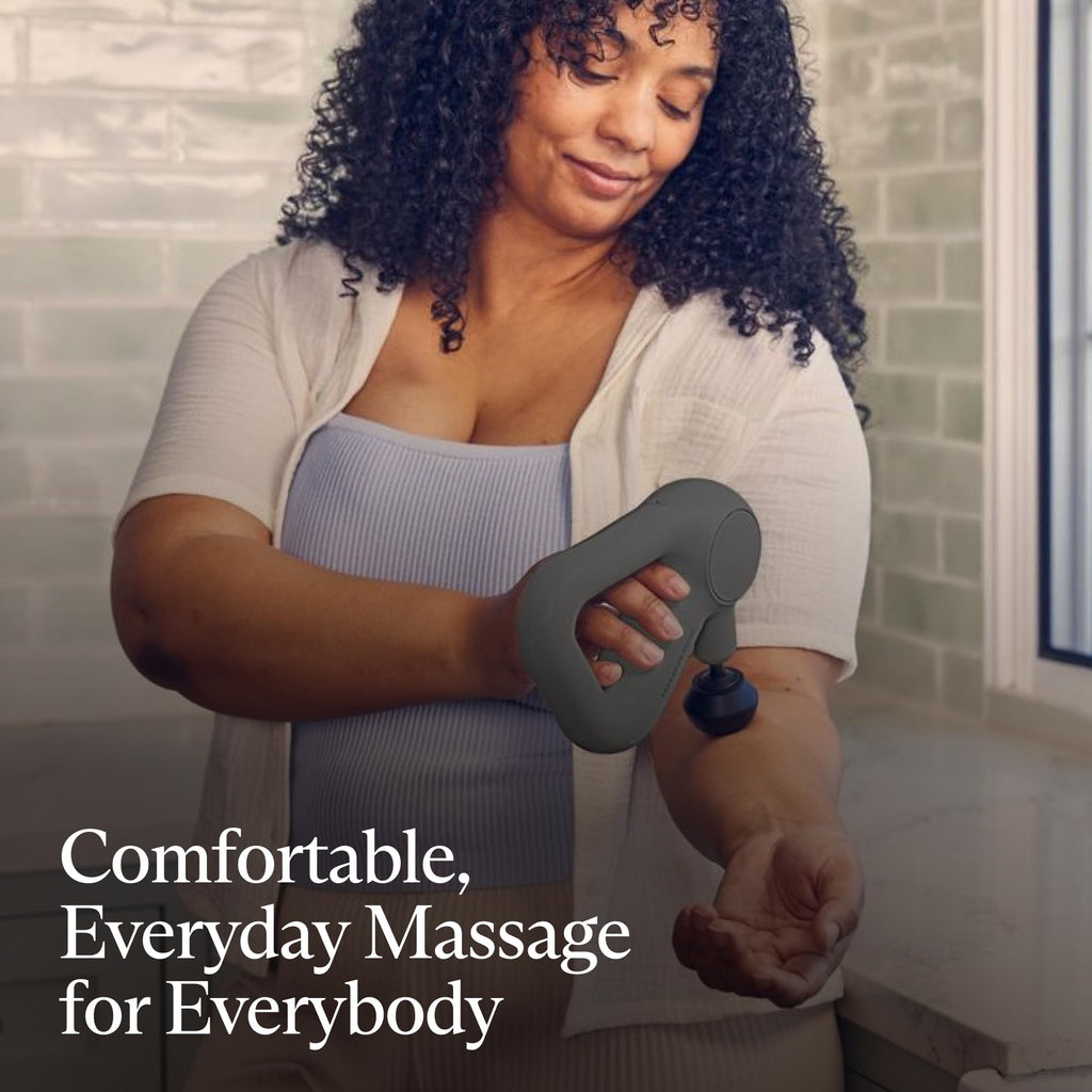 TheraGun Relief by Therabody - Easy-to-Use, Comfortable & Light Handheld Percussion Massage Gun for Everyday Pain Relief Massage Therapy in Neck, Back, Leg, Shoulder and Body (Sand)