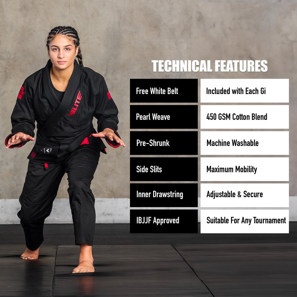 Elite Sports Ultra-Light Women's BJJ GI - IBJJF Jiu-Jitsu GI for Girls and women (See Special Sizing Guide)