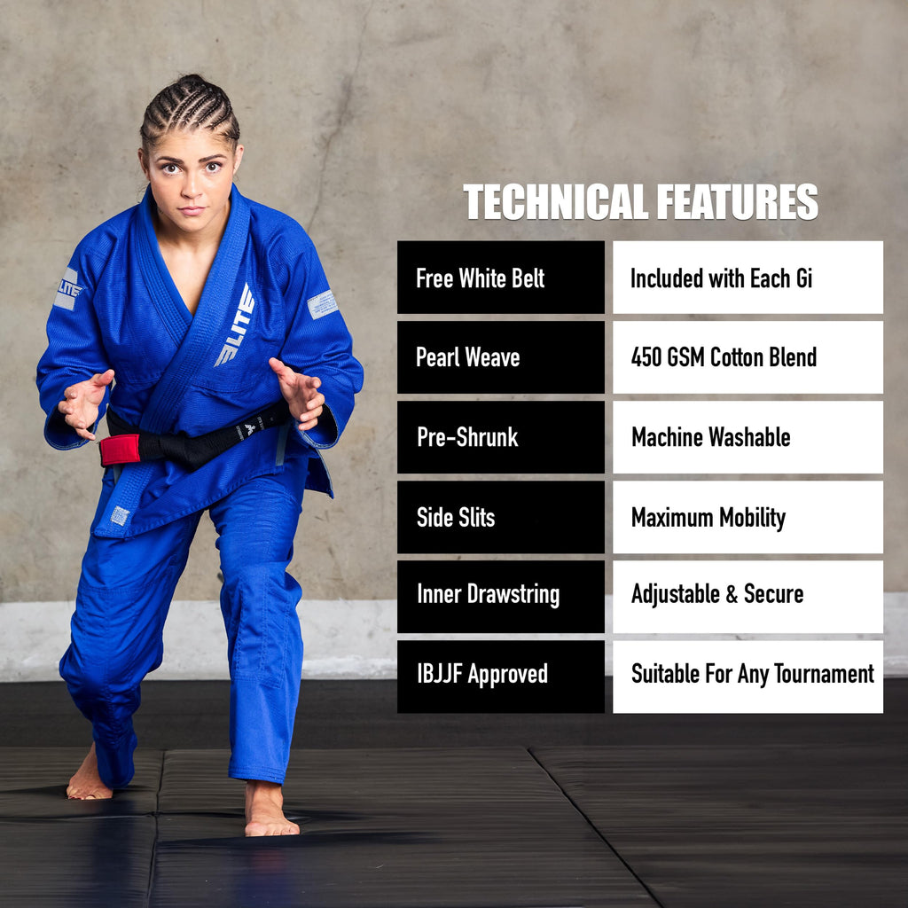 Elite Sports Ultra-Light Women's BJJ GI - IBJJF Jiu-Jitsu GI for Girls and women (See Special Sizing Guide)