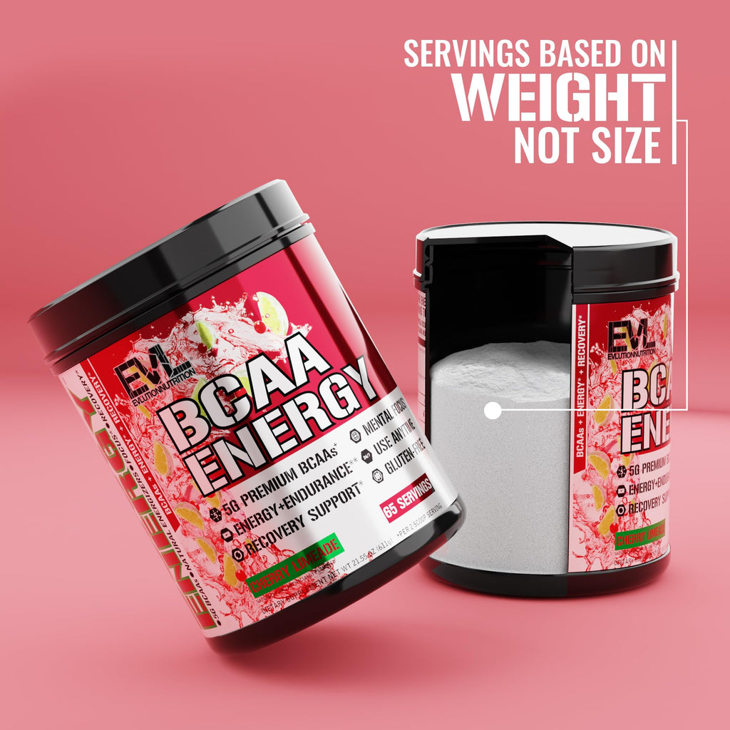 EVL BCAAs Amino Acids Powder - BCAA Energy Pre Workout Powder for Muscle Recovery Lean Growth and Endurance - Rehydrating Post Workout Recovery Drink with Natural Caffeine - Pink Lemonade