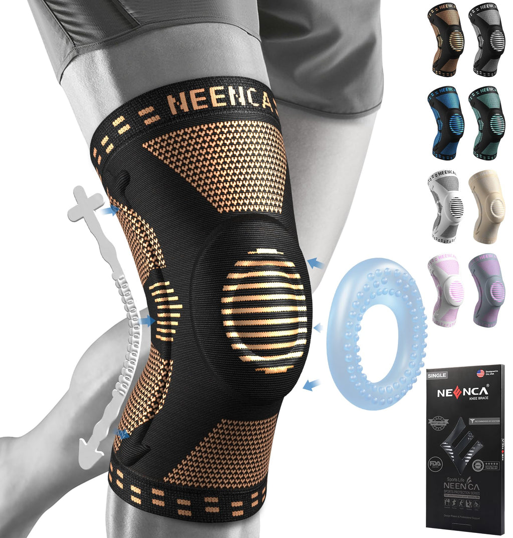 NEENCA Professional Knee Brace for Pain Relief, Medical Knee Support with Patella Pad & Side Stabilizers, Compression Knee Sleeve for Meniscus Tear, ACL, Joint Pain, Runner, Workout - FSA/HSA Eligible