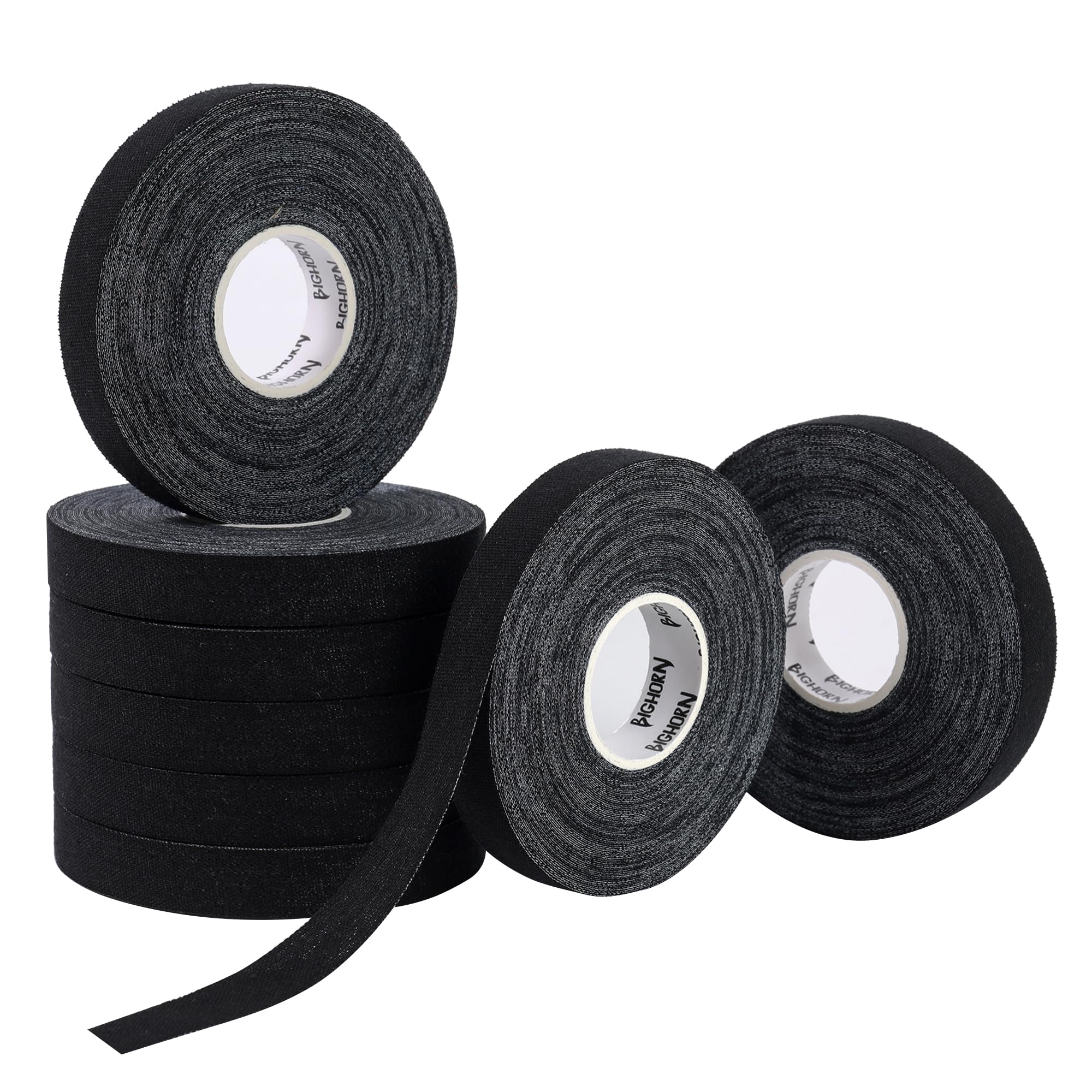 Bighorn Athletics Jiu Jitsu Finger Tape | Residue-Free Athletic Finger Tape for Sports & Injuries: Rock Climbing, Volleyball, Football, Basketball, Hands & Toes | 0.3-Inch x 45-feet, 8-Rolls, Black