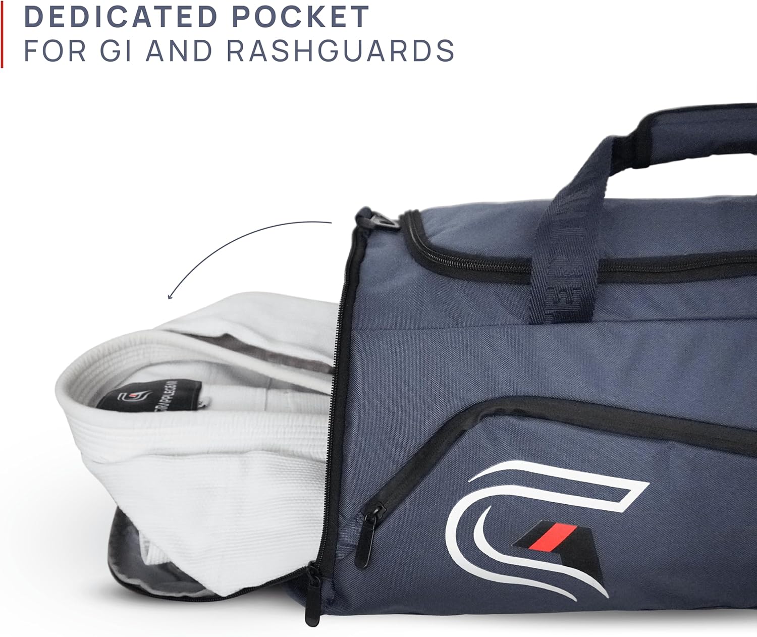 GrappleGear Heavy Duty BJJ Duffel Bag & Backpack in 1 - Large Pocket for Sweaty Gi, Rashguards, or Shoes - Perfect Gym Bag for Brazilian Jiu Jitsu, Martial Arts, Boxing, MMA, Kickboxing, Muay Thai.