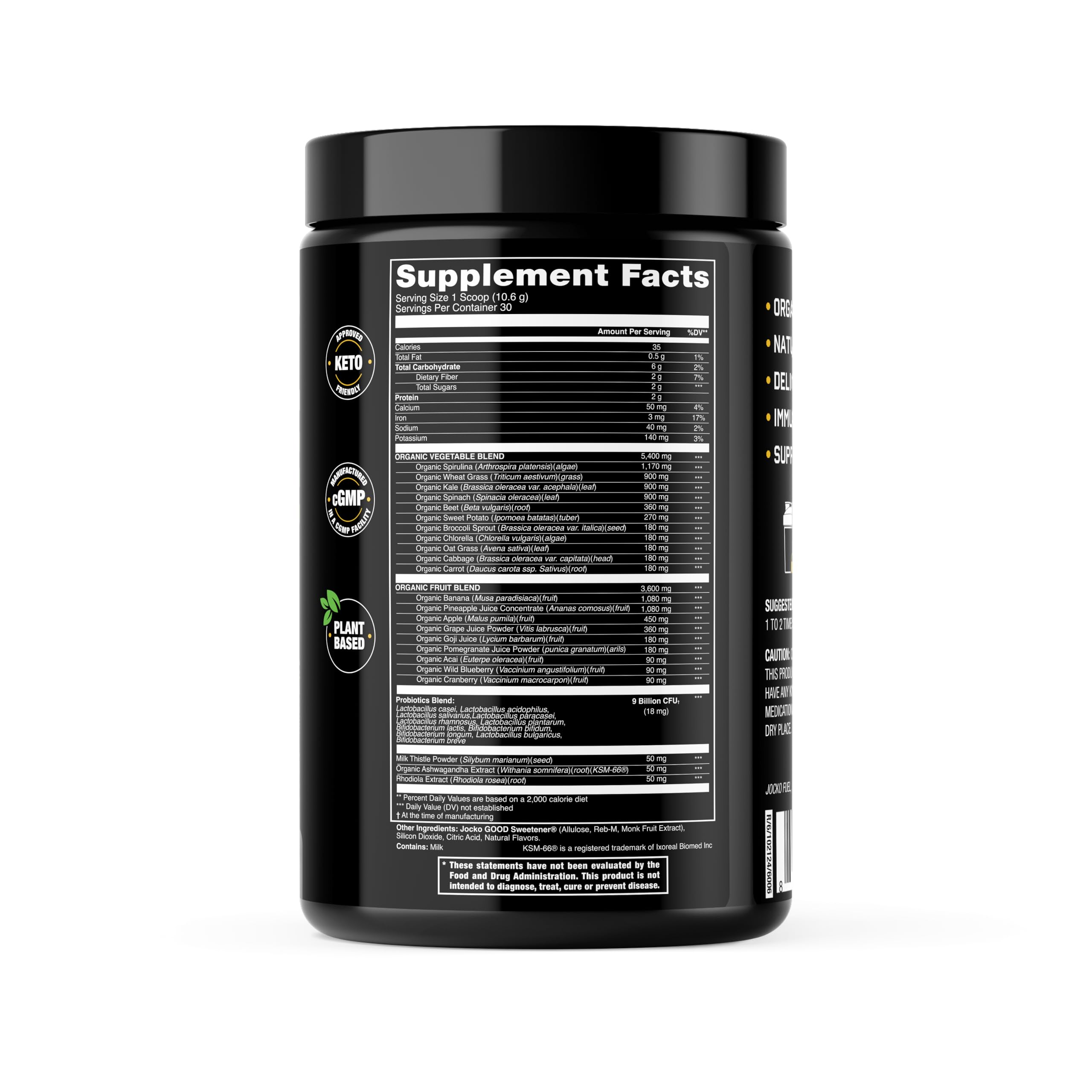 Jocko Fuel Daily Greens Powder - Premium Organic Greens Superfood Powder for Gut Health, Digestion, Bloating, Immune Support with Spirulina, Chlorella, Digestive Enzymes, & Probiotics - 30 Servings