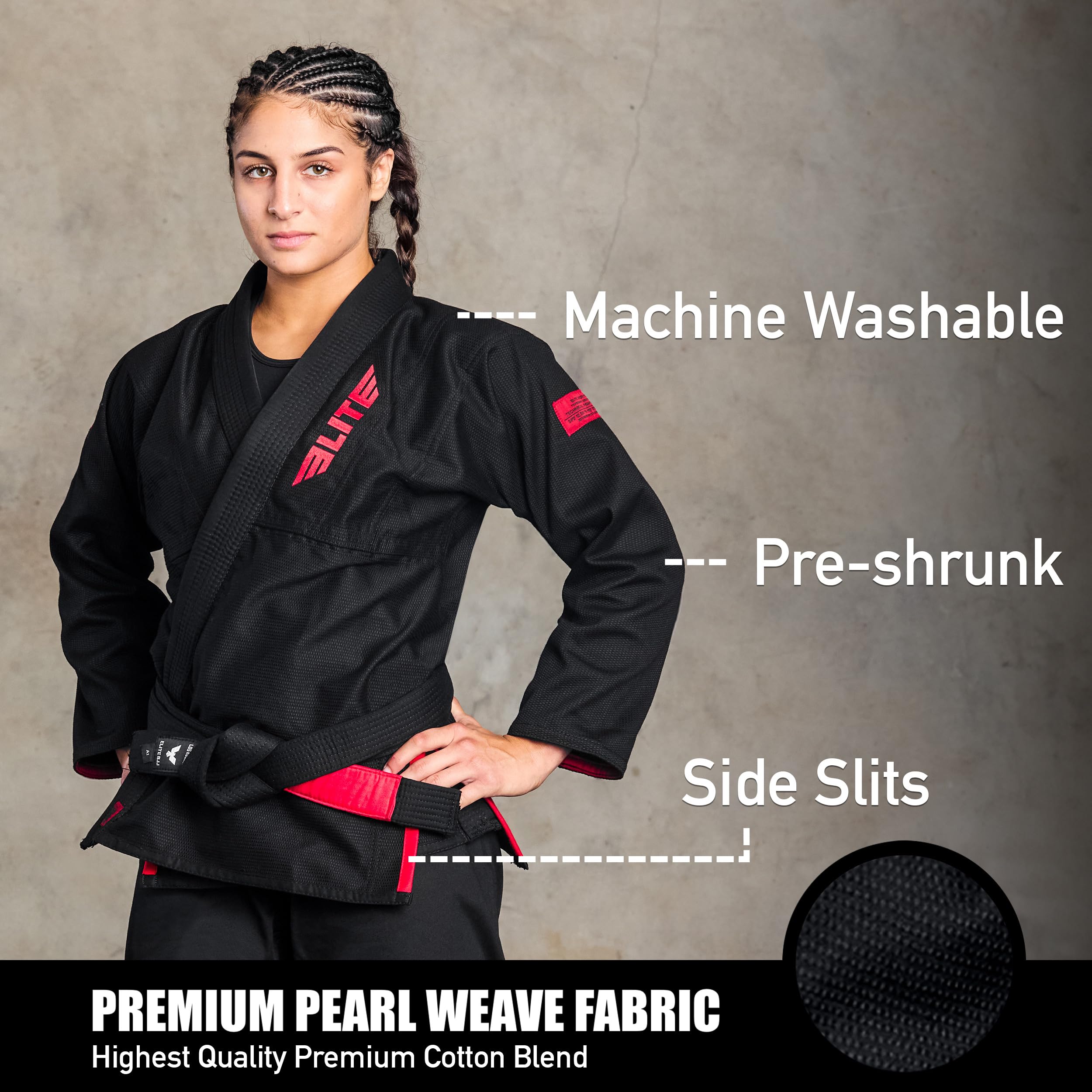 Elite Sports Ultra-Light Women's BJJ GI - IBJJF Jiu-Jitsu GI for Girls and women (See Special Sizing Guide)