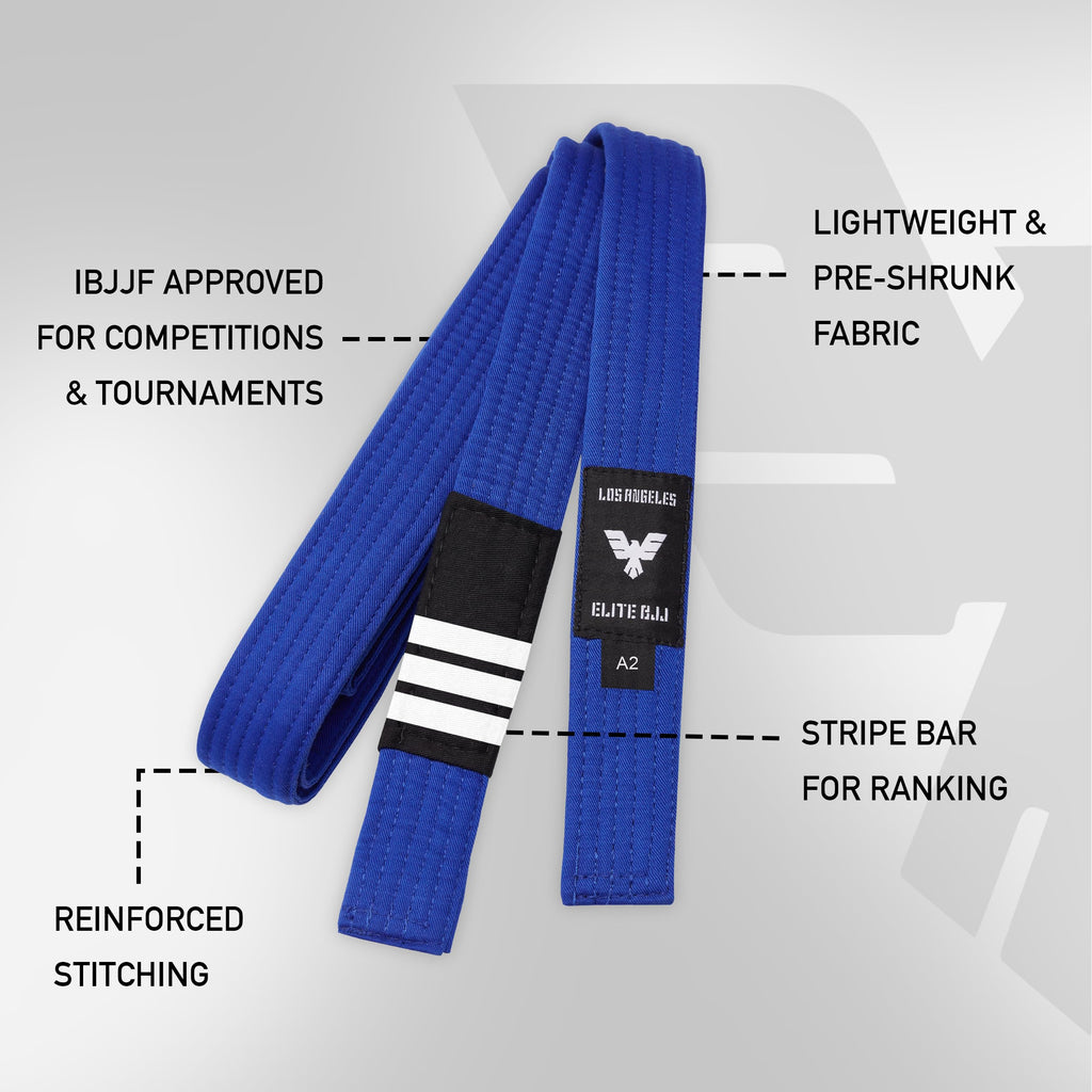 Elite Sports Adults Brazilian Jiu Jitsu Belts for Men & Women,Cotton IBJJF Approved BJJ Belts with Ranking Stripes Sleeve Bar