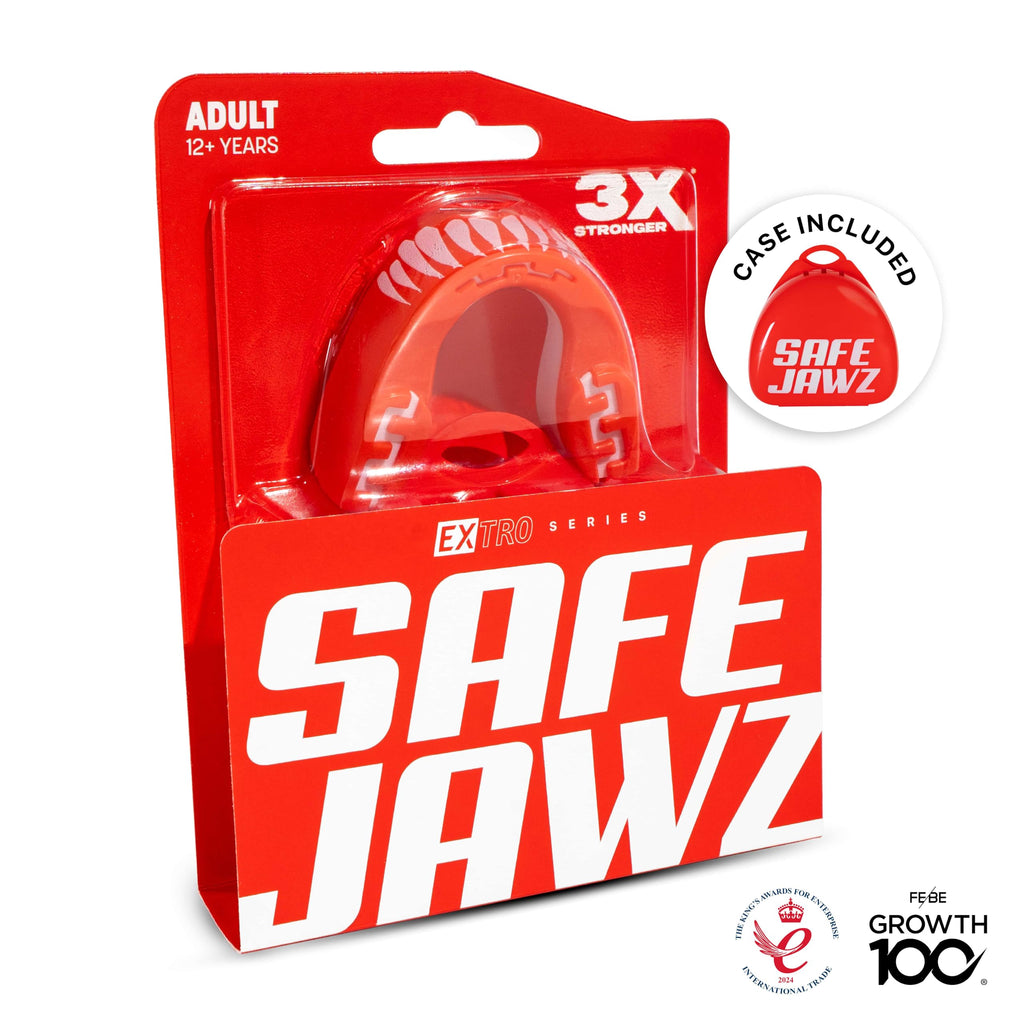 SafeJawz Sports Mouthguard, Dual Layer Premium Mouth Guard with Case for Basketball, Lacrosse, Football, Martial Arts, Hockey, Wrestling, Ice Hockey and All Contact Sports