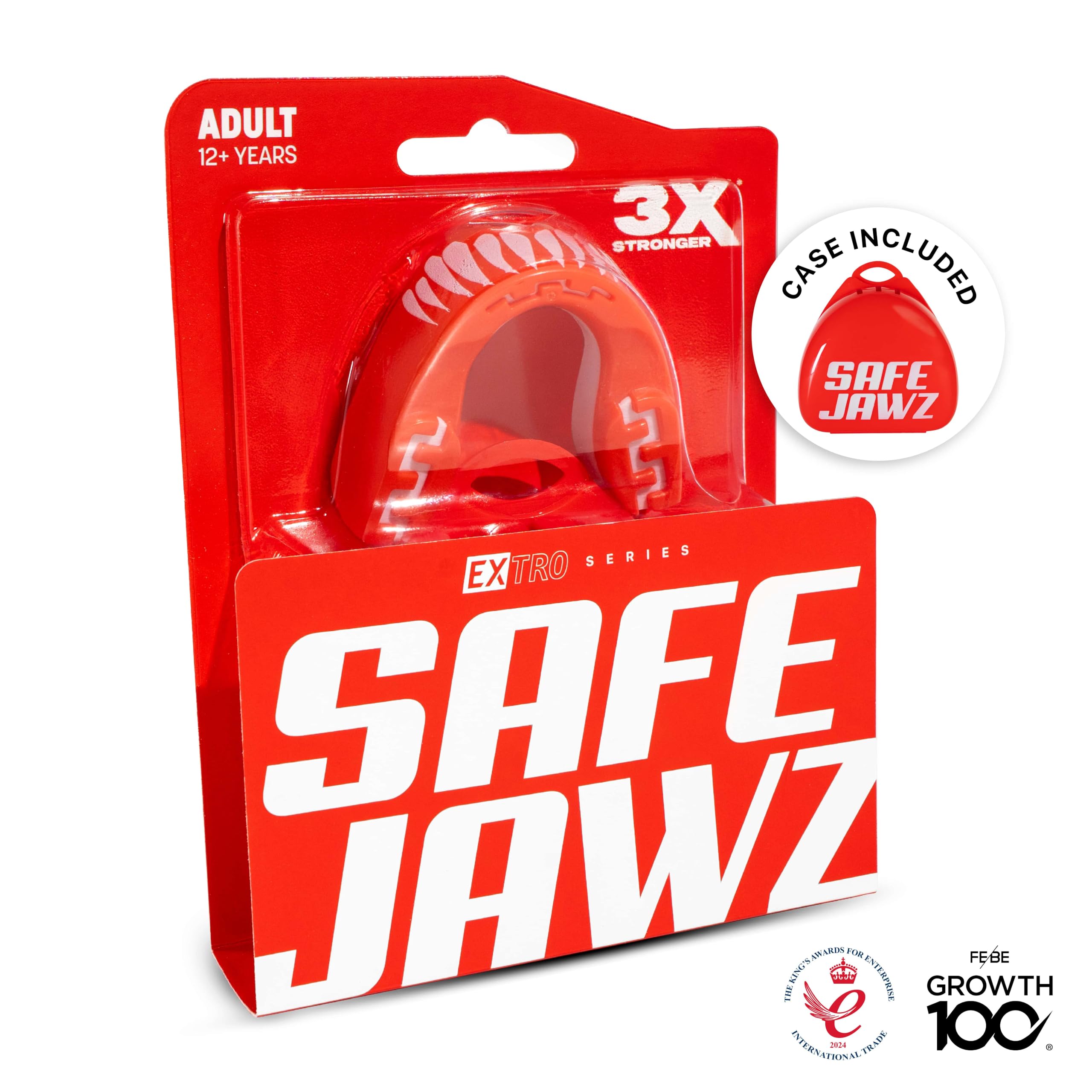 SafeJawz Sports Mouthguard, Dual Layer Premium Mouth Guard with Case for Basketball, Lacrosse, Football, Martial Arts, Hockey, Wrestling, Ice Hockey and All Contact Sports
