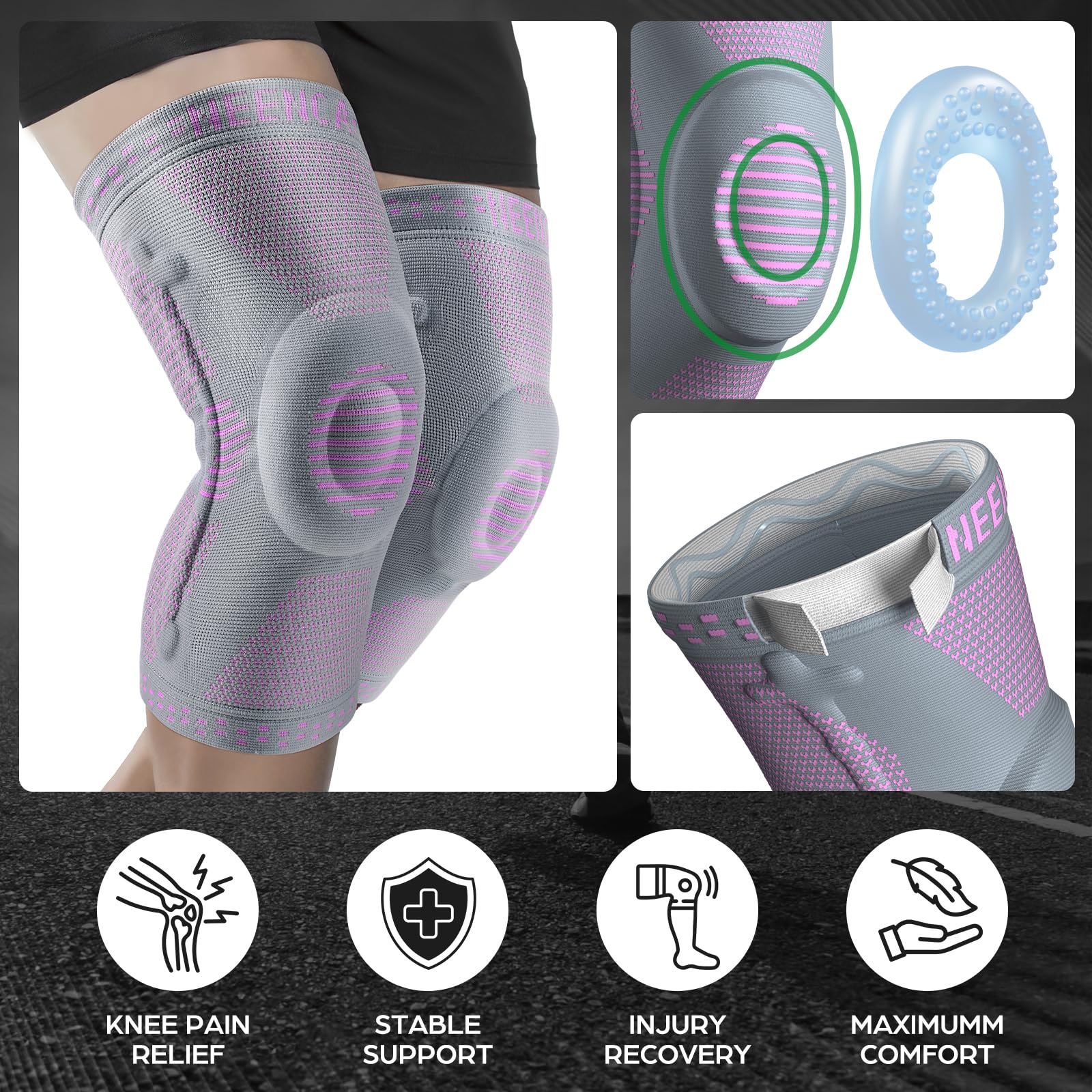 NEENCA Professional Knee Brace for Pain Relief, Medical Knee Support with Patella Pad & Side Stabilizers, Compression Knee Sleeve for Meniscus Tear, ACL, Joint Pain, Runner, Workout - FSA/HSA Eligible