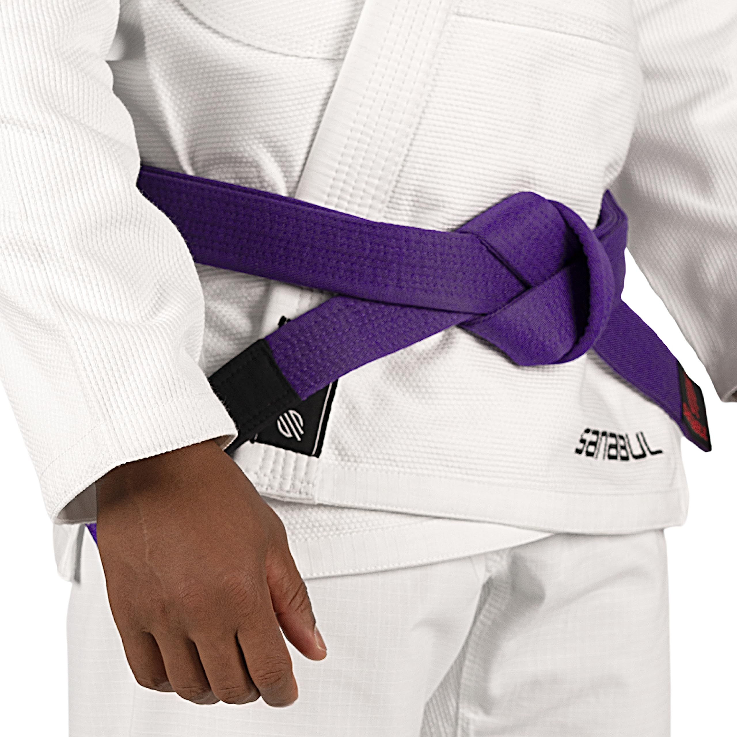 Sanabul BJJ Belt for Men & Women - Brazilian Jiu Jitsu With Ranking Stripes Sleeve Bar - Kids Gi Belt