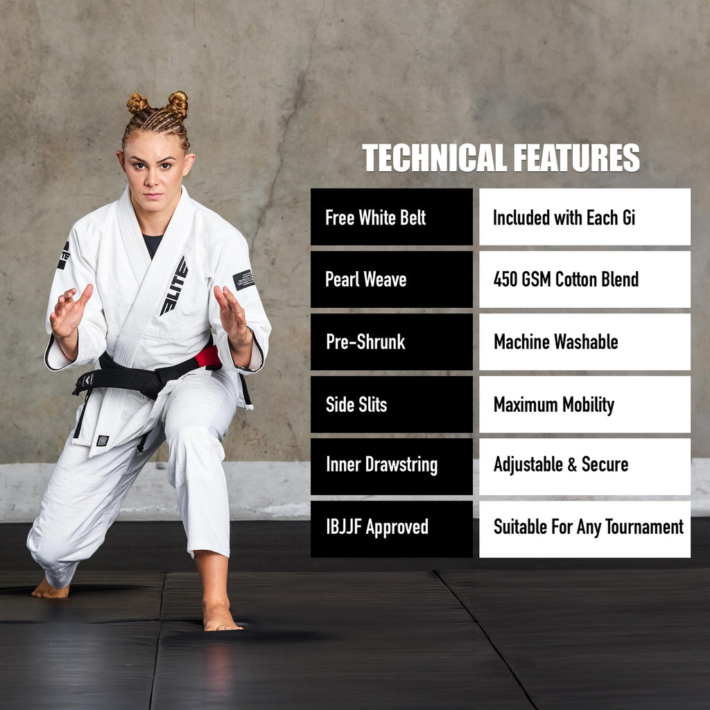 Elite Sports Ultra-Light Women's BJJ GI - IBJJF Jiu-Jitsu GI for Girls and women (See Special Sizing Guide)
