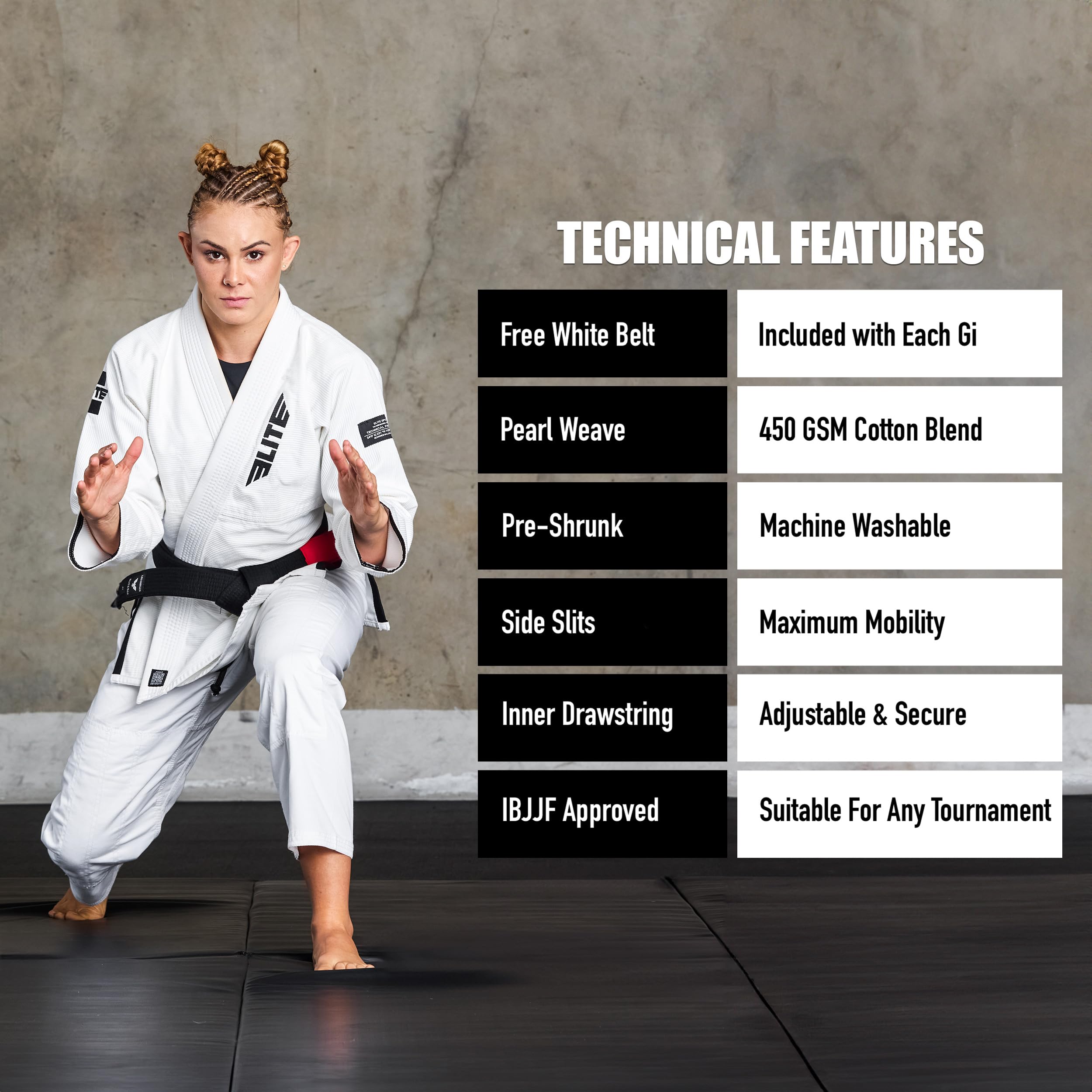 Elite Sports Ultra-Light Women's BJJ GI - IBJJF Jiu-Jitsu GI for Girls and women (See Special Sizing Guide)